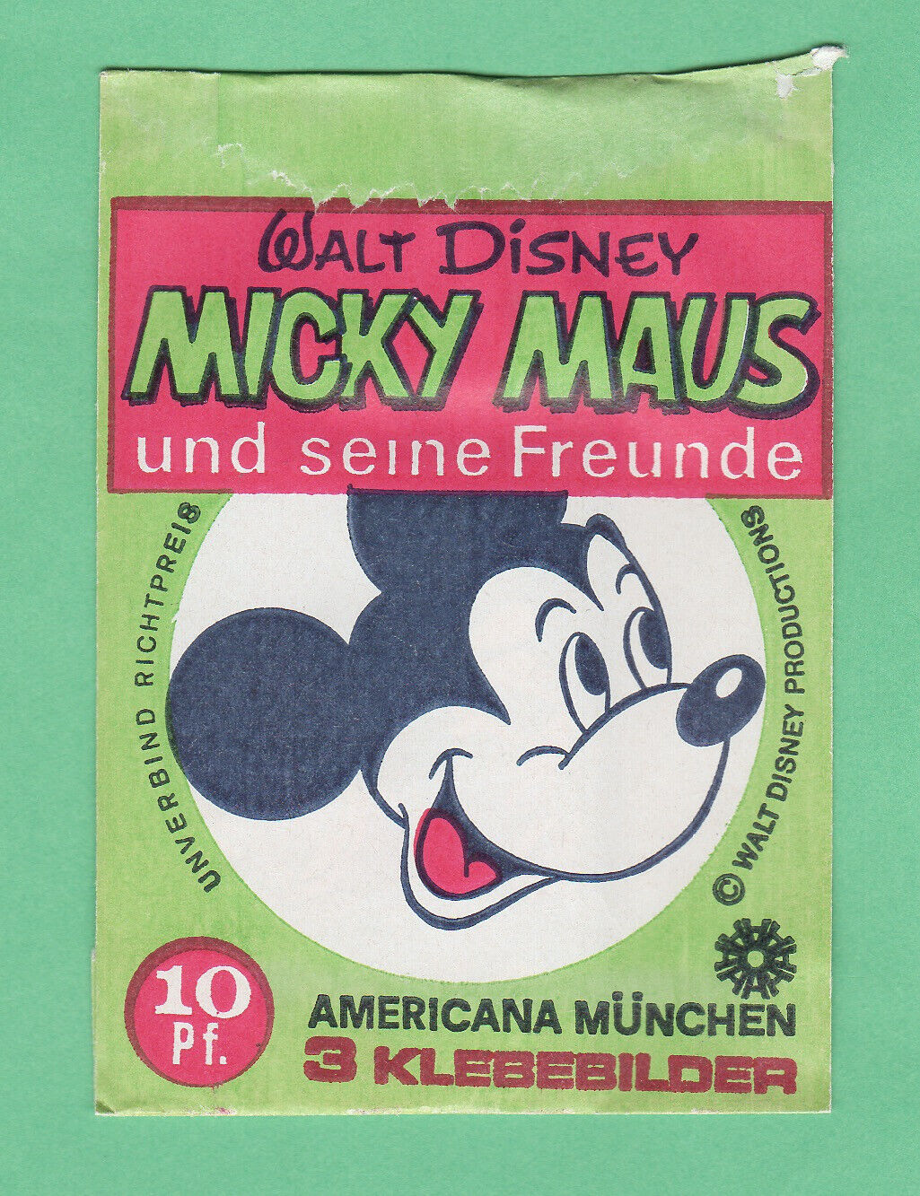 German 1970 Mickey Mouse Americana Munchen  Unopened Pack Fresh From box RARE
