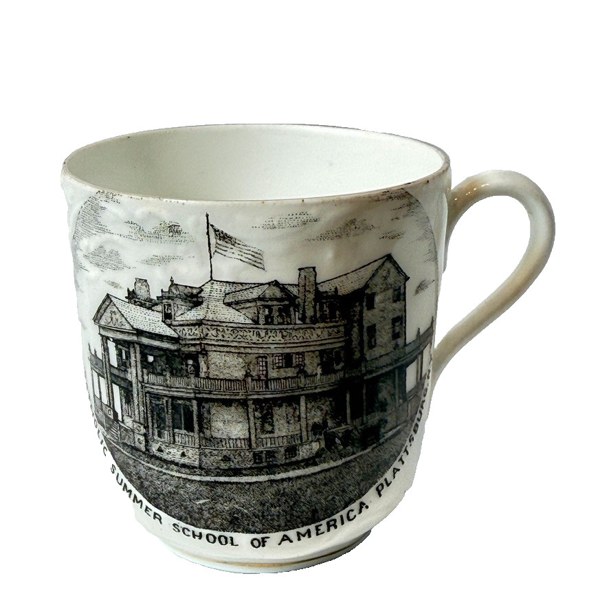 SCHOOL OF AMERICA PLATTSBURG NY NEW YORK Souvenir ANTIQUE CHINA TRINKET CUP