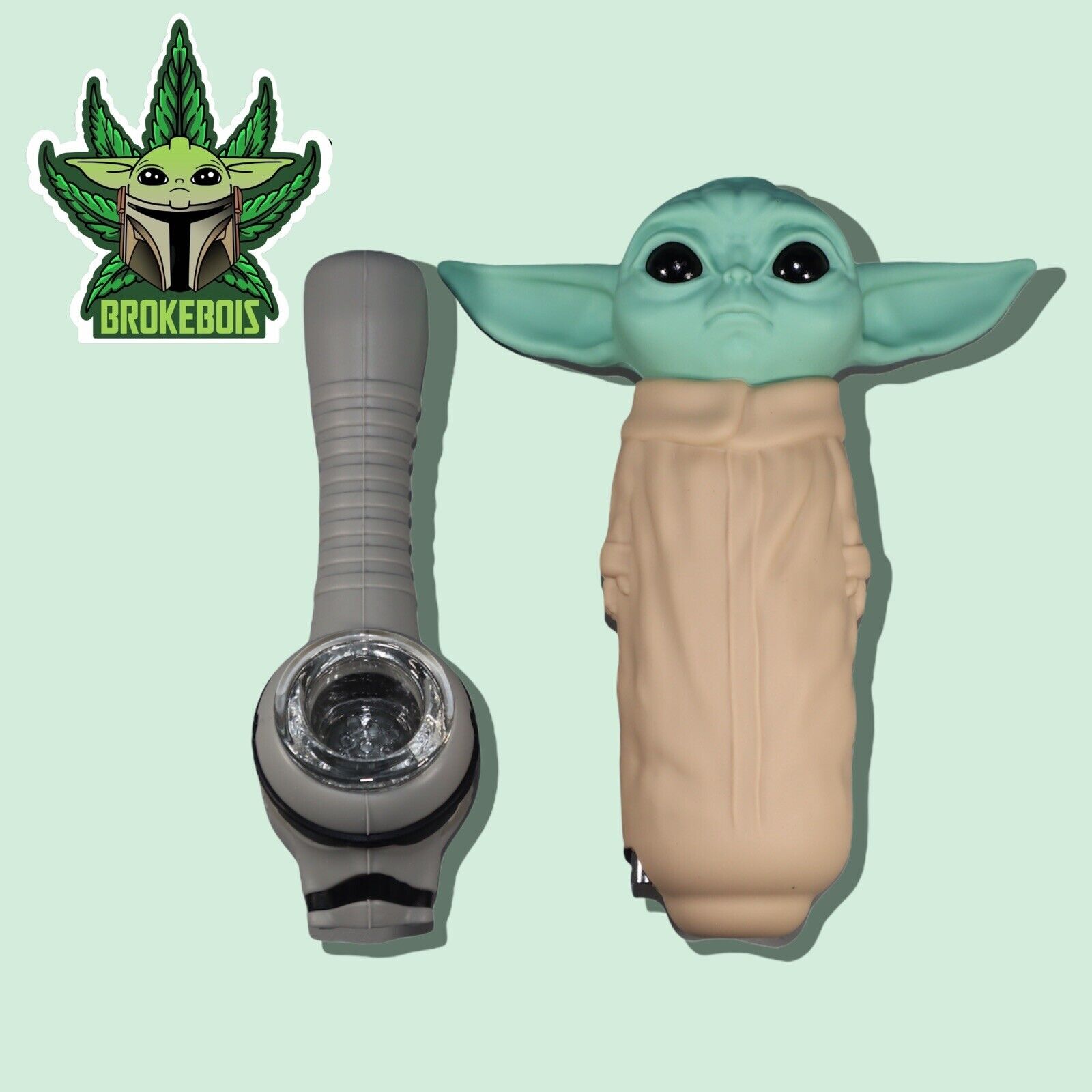 2 Pack Collectible Star Wars Baby Yoda & Storm Trooper Tobacco Pipe Glass Bowl
