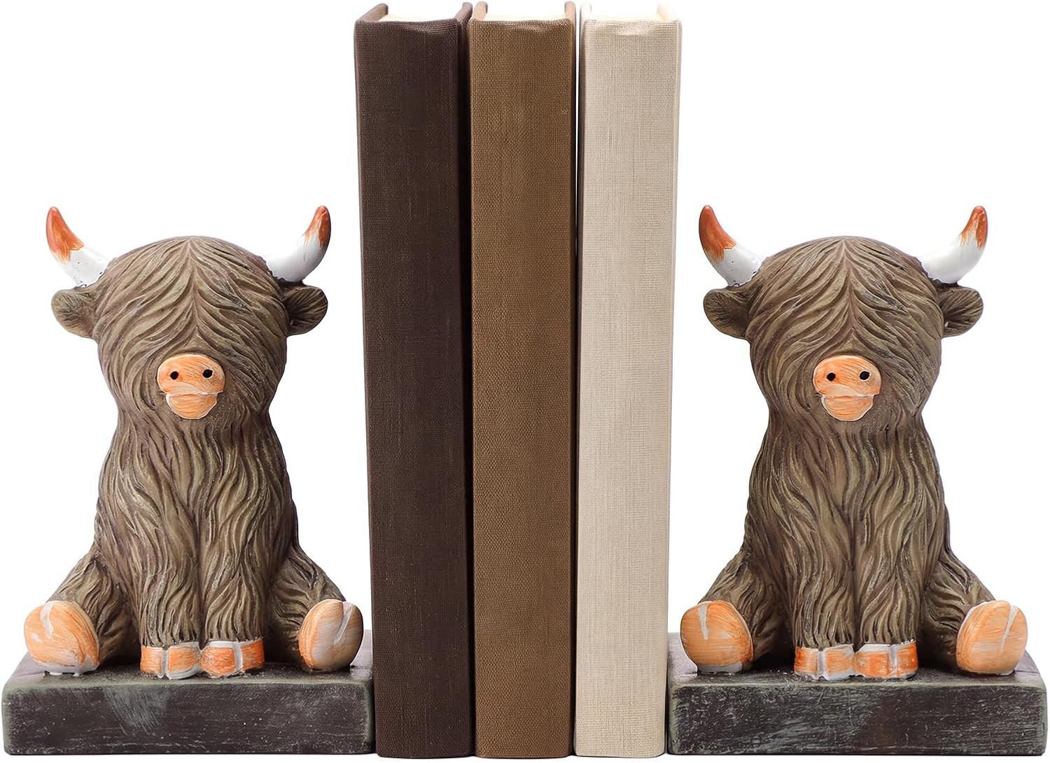 2 Pcs Vintage Highland Cow Bookends Animal Decorative Bookends 2 Pcs Vintage Highland Cow Bookends Animal Decorative Bookends