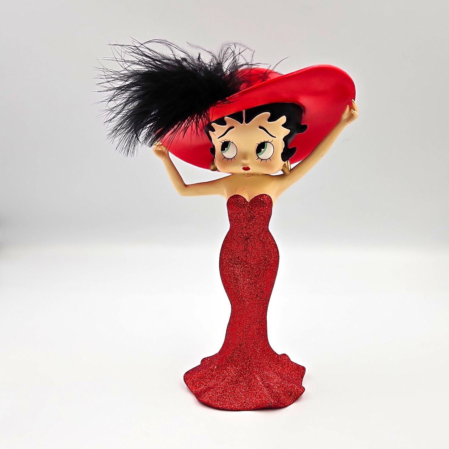 Westland Giftware Betty Boop Figurine Red Glitter Dress Red Hat Feather 6969