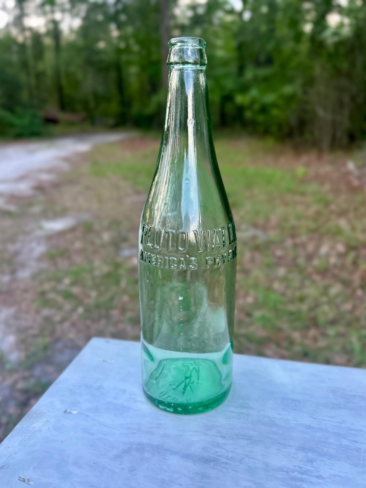 Antique Pluto Water America's Physic Bottle Devil Logo Base Aqua French Lick Antique Pluto Water America's Physic Bottle Devil Logo Base Aqua French Lick