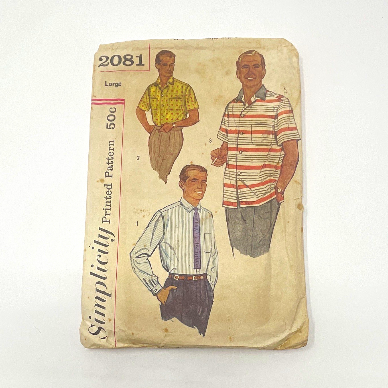 Simplicity 2081 Mens Shirt Sewing Pattern Vintage Printed Pattern Large 42-44 Simplicity 2081 Mens Shirt Sewing Pattern Vintage Printed Pattern Large 42-44