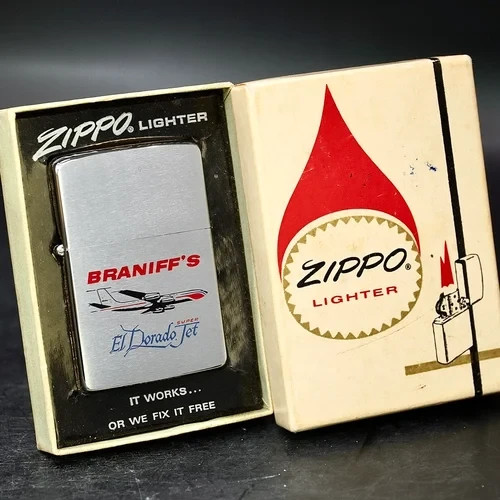 Vintage 1959 Zippo Braniff’s El Dorado Jet Aviation Lighter Collectible Vintage 1959 Zippo Braniff’s El Dorado Jet Aviation Lighter Collectible