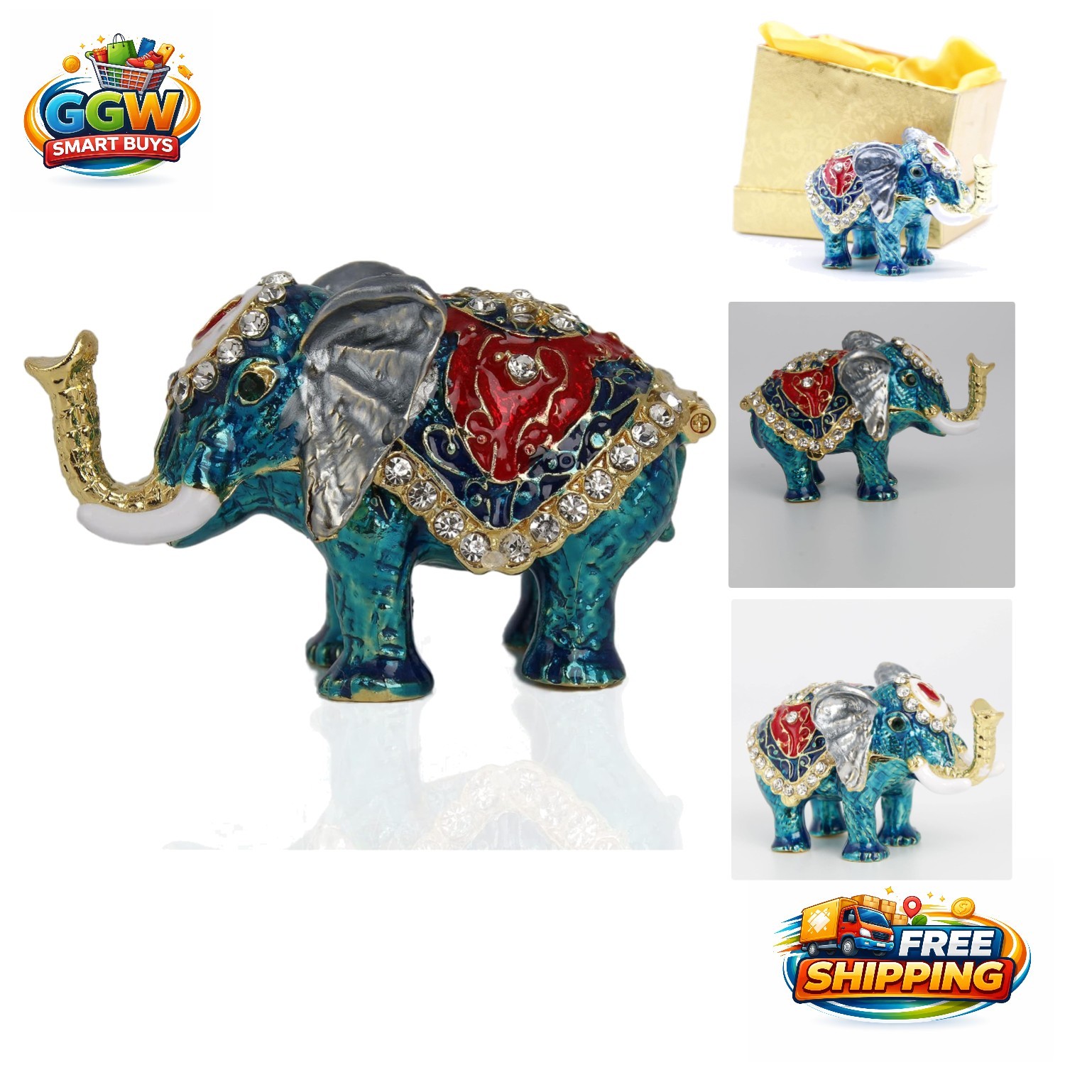Truly Unique Blue Elephant Jewelry Box - Handcrafted Eco-Gift for Any Occasion Truly Unique Blue Elephant Jewelry Box - Handcrafted Eco-Gift for Any Occasion