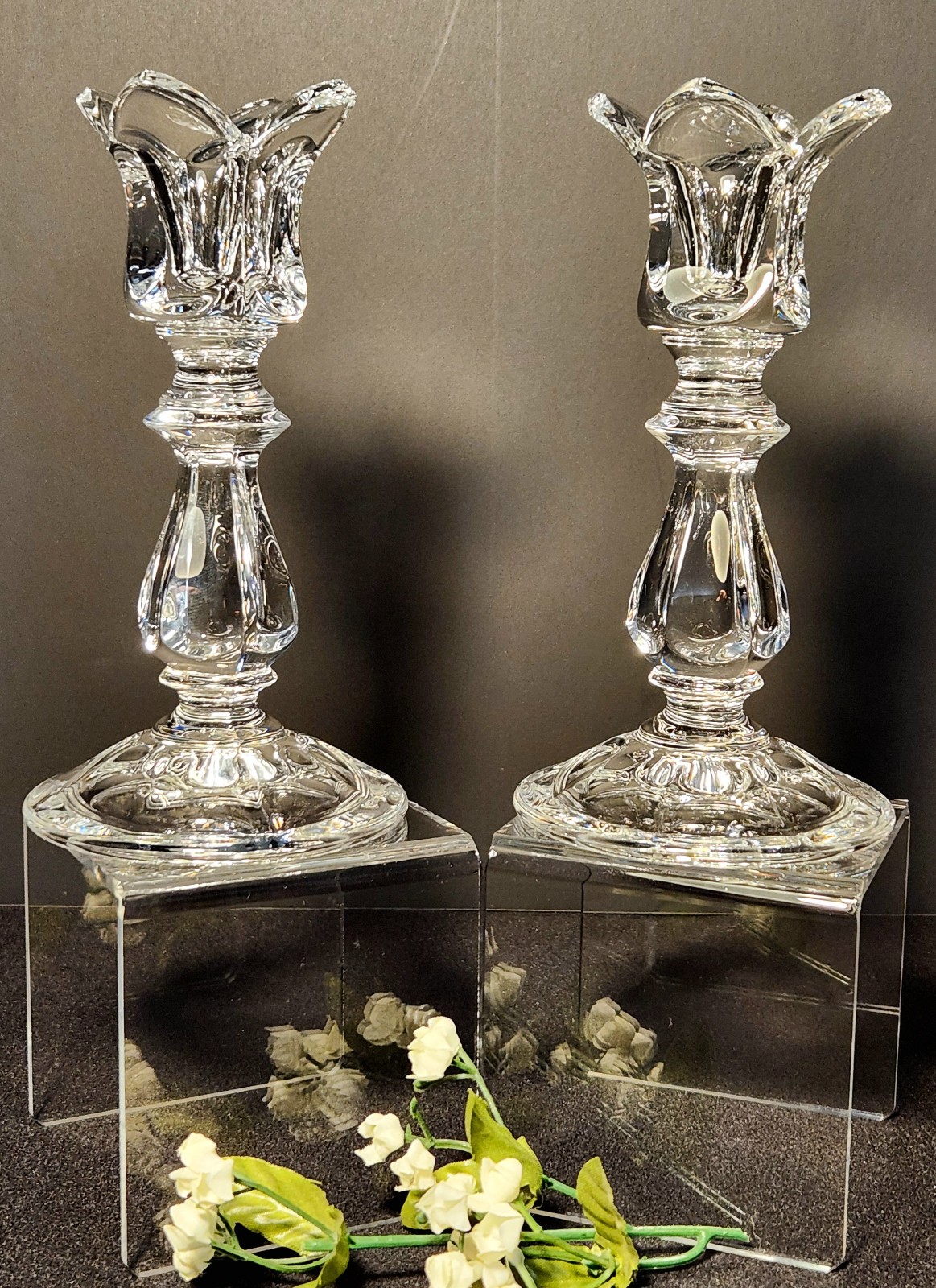 Vintage Gorham Viscount Lead Crystal Candlestick Holders -6" Pair of 2 Vintage Gorham Viscount Lead Crystal Candlestick Holders -6" Pair of 2