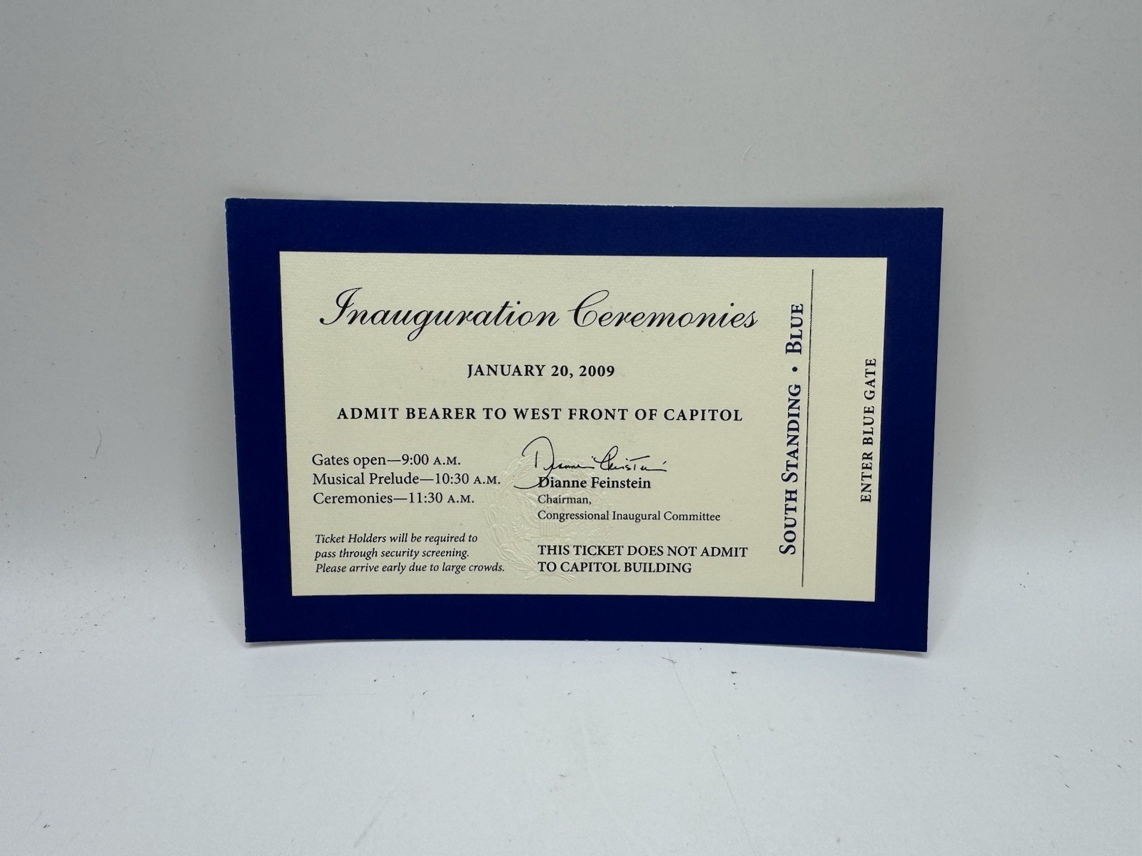 2009 Barack Obama Presidential Inauguration Blue Ticket RARE 2009 Barack Obama Presidential Inauguration Blue Ticket RARE