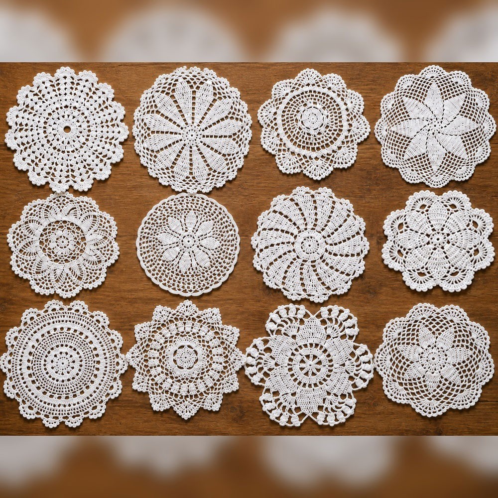 12Pcs/Lot 7-8inch White Vintage Hand Crochet Lace Round Table Mats Doily Doilies 12Pcs/Lot 7-8inch White Vintage Hand Crochet Lace Round Table Mats Doily Doilies
