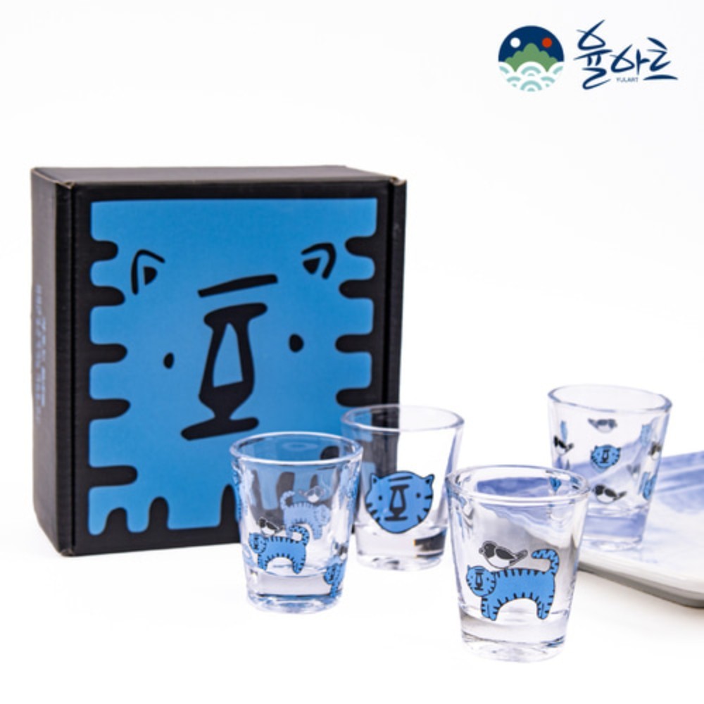 YULART Traditional Korean Folk Art Minhwa Soju Cup Set Glasses for Soju and Sake YULART Traditional Korean Folk Art Minhwa Soju Cup Set Glasses for Soju and Sake