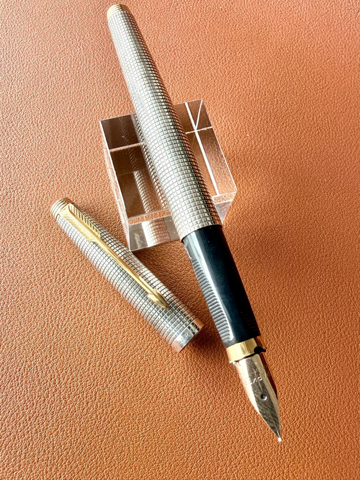 PARKER 75 Sterling Silver Fountain Pen XF Nib, Vintage, Initials Engraved PARKER 75 Sterling Silver Fountain Pen XF Nib, Vintage, Initials Engraved