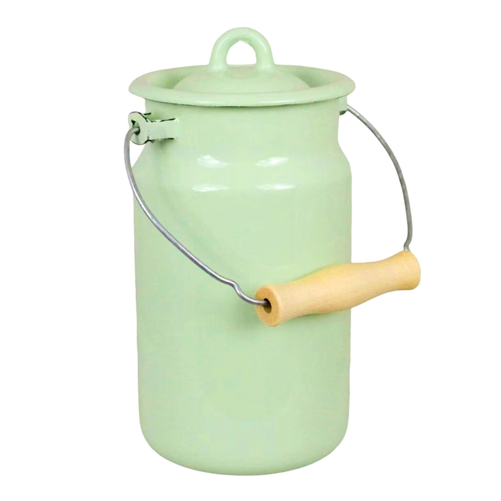 Novomoskovsk Green Enamel Milk Can Rustic Vintage Style Milk Pail 2.1 qt Бидон Novomoskovsk Green Enamel Milk Can Rustic Vintage Style Milk Pail 2.1 qt Бидон