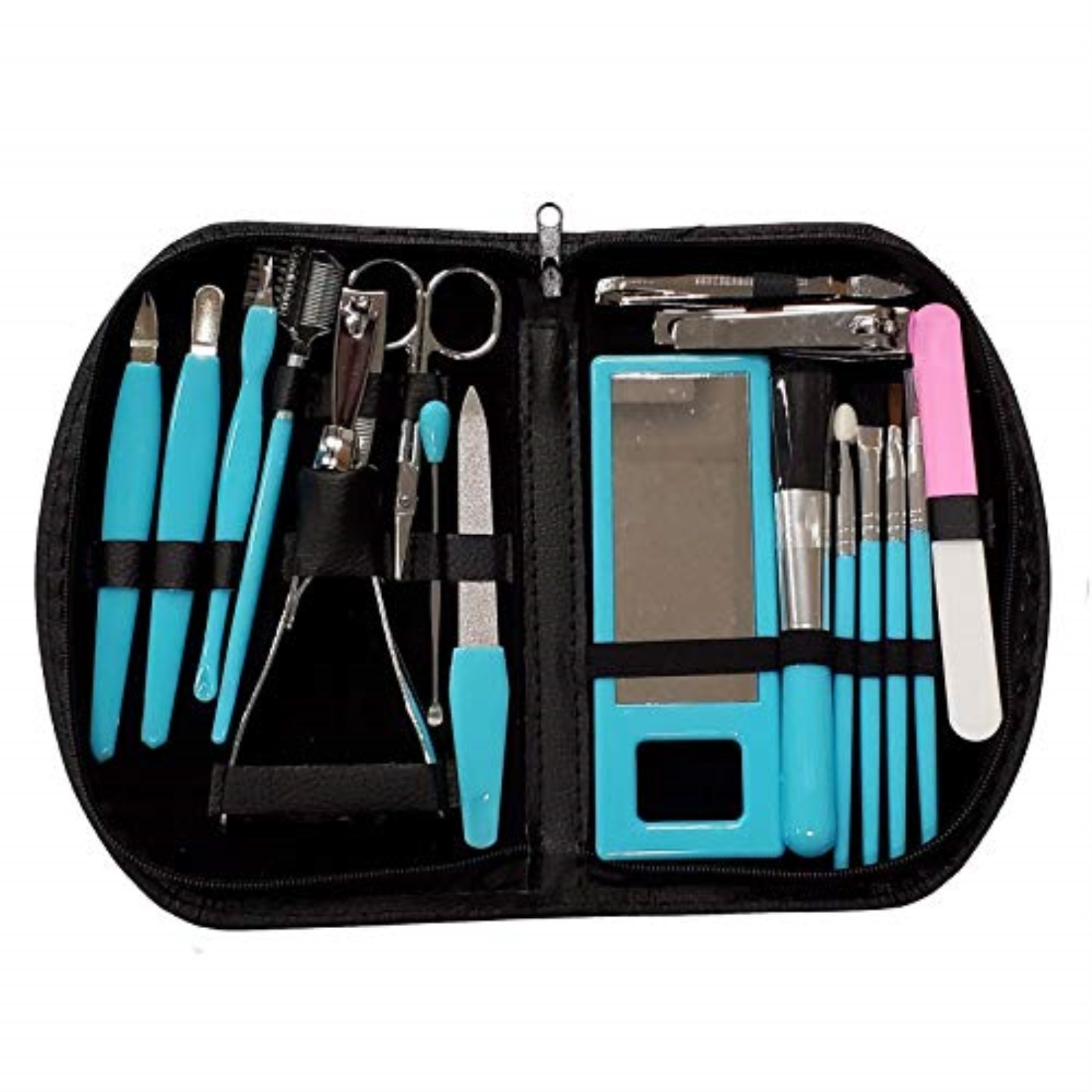 Blue 19 Piece Manicure Set with Case Stainless Steel Pedicure Nail Clippers New Blue 19 Piece Manicure Set with Case Stainless Steel Pedicure Nail Clippers New