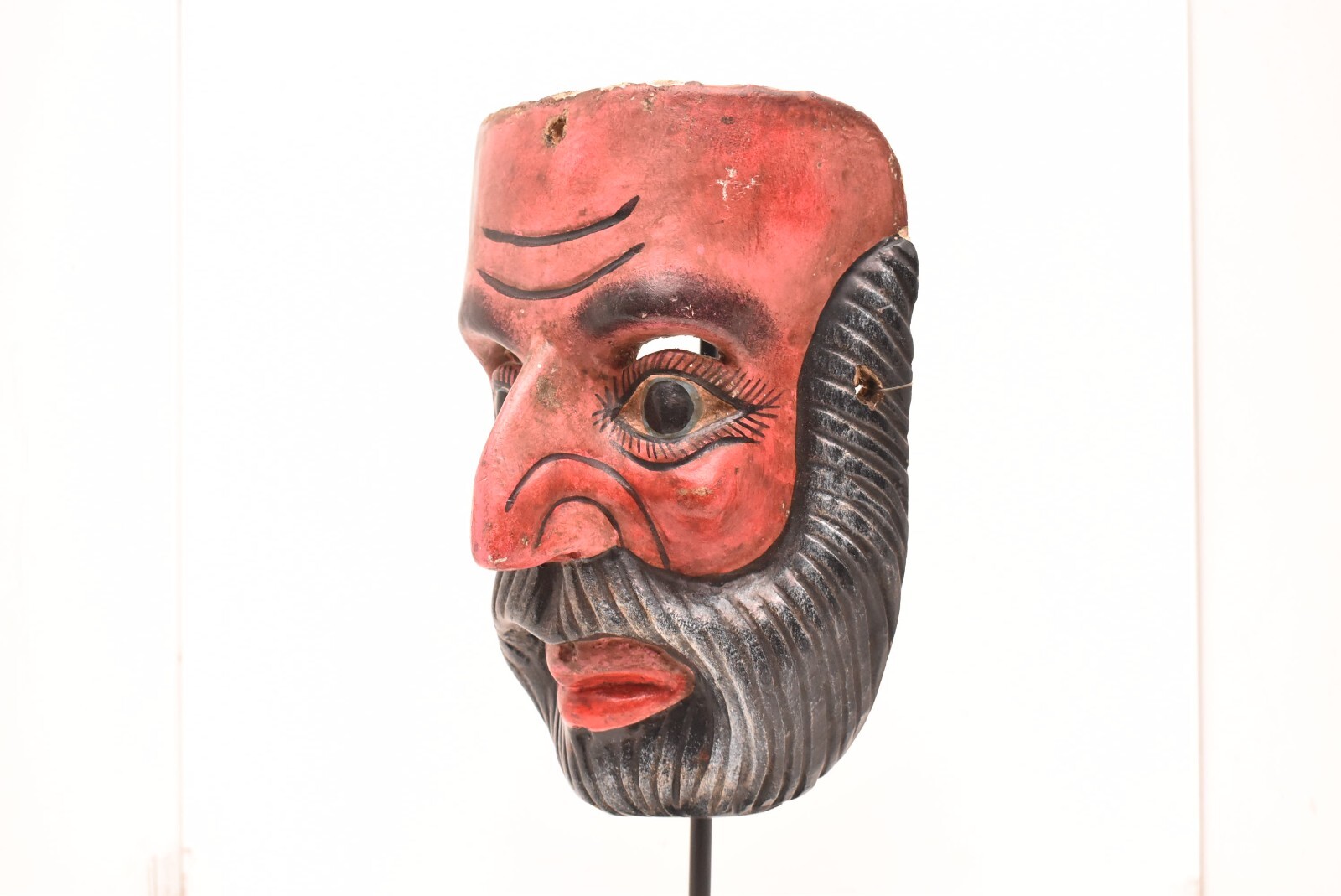 ATQ MEXICAN GUERRERO FOLK ART CARVED WOOD BEARDED MAN VTG WOMAN DANCE MASK 10" ATQ MEXICAN GUERRERO FOLK ART CARVED WOOD BEARDED MAN VTG WOMAN DANCE MASK 10"