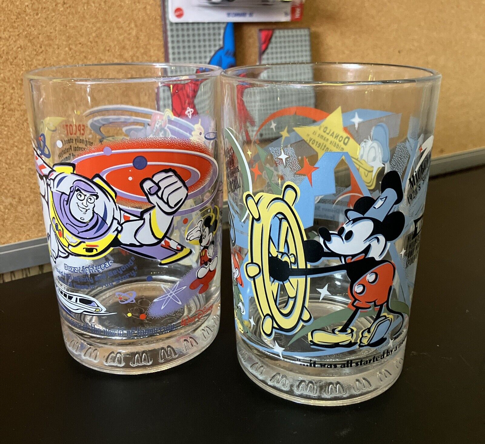 Vintage Set Of 2 Mickey and Buzz McDonalds Disney 100 Years Magic Glasses Mint