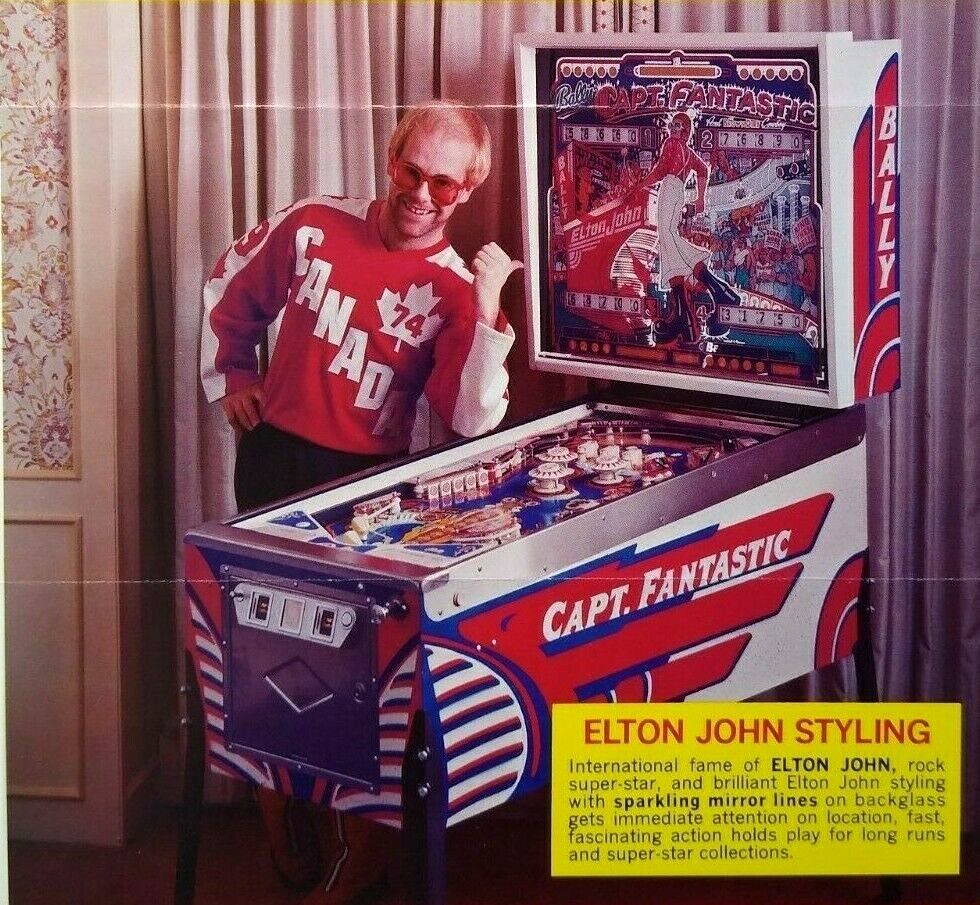 Elton John Capt. Fantastic Pinball Flyer Original Bally 1976 Pop Rock Star Tommy