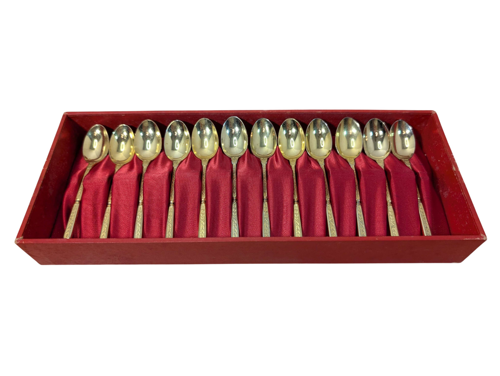 Vintage Christofle Alfenide 12 Gold Demitasse Spoons France Presentation Box Vintage Christofle Alfenide 12 Gold Demitasse Spoons France Presentation Box