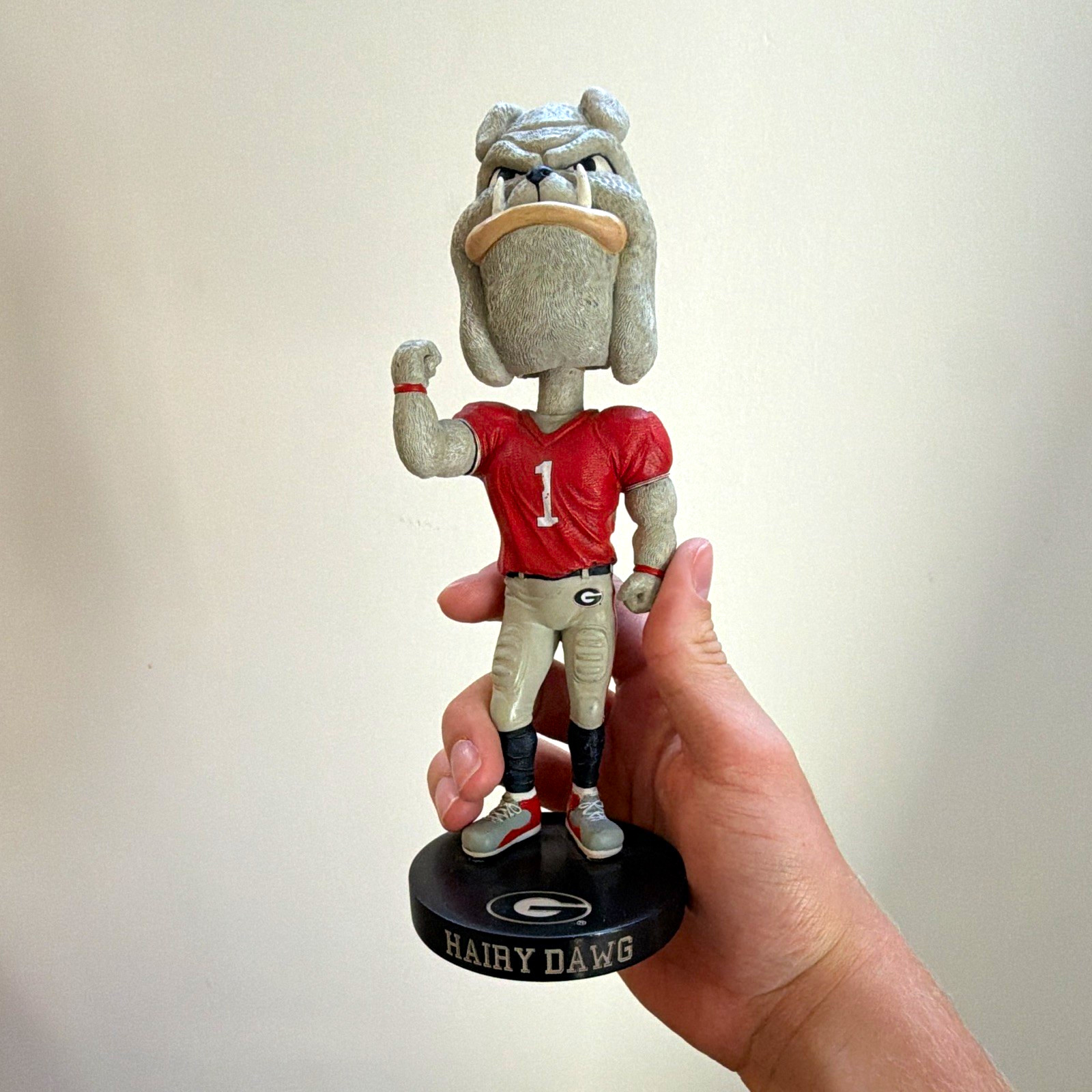 Hairy Dawg Georgia Bulldogs Football Bobblehead Figure Plastic Gray Red Hairy Dawg Georgia Bulldogs Football Bobblehead Figure Plastic Gray Red