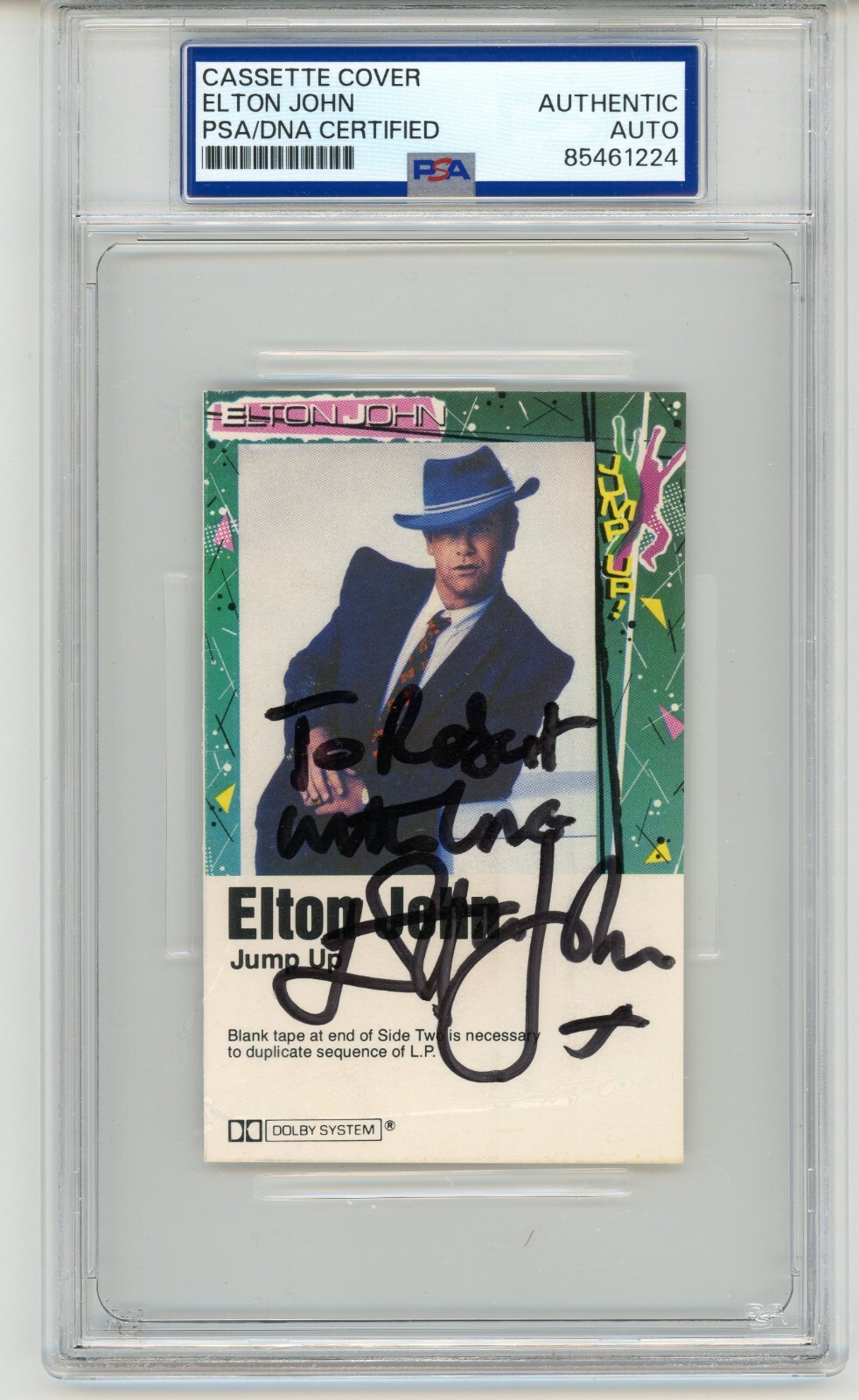 Elton John ~ Signed Autographed Jump Up 1980\'s Cassette Cover ~ PSA DNA Encased Elton John ~ Signed Autographed Jump Up 1980\'s Cassette Cover ~ PSA DNA Encased