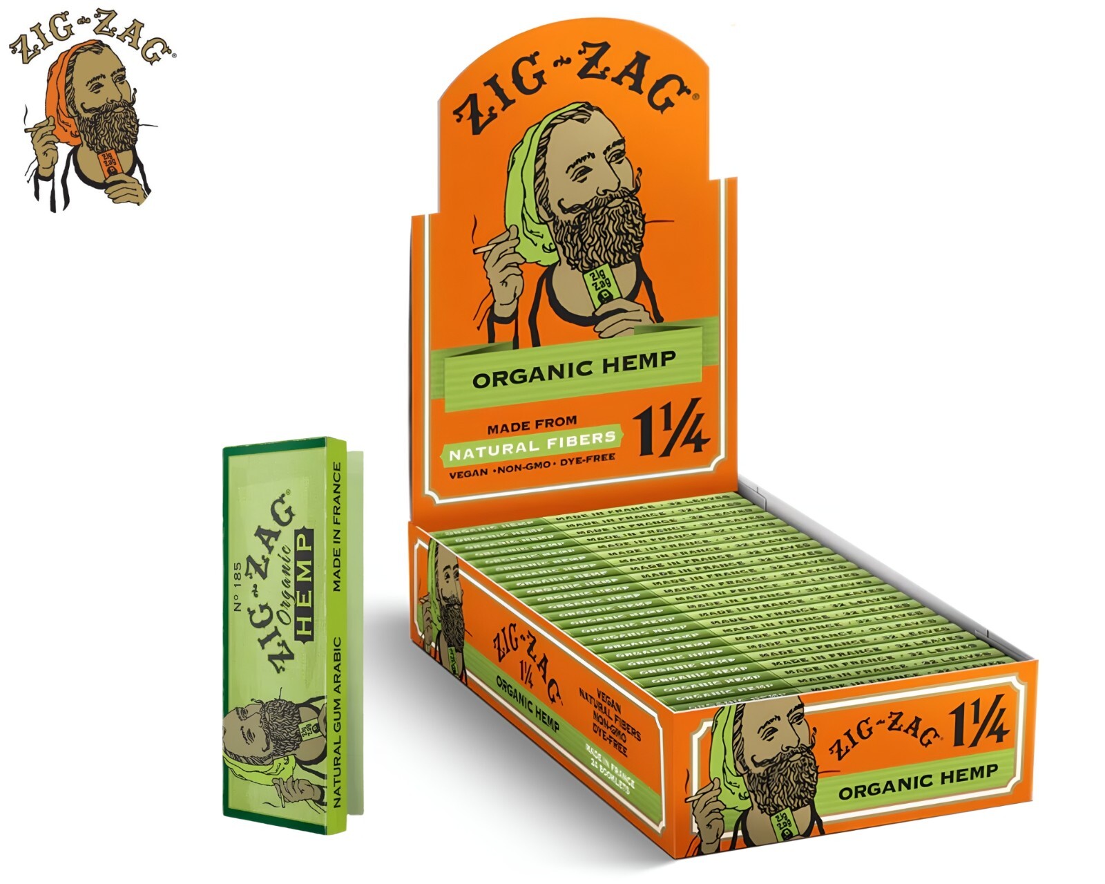 ZIG-ZAG Rolling Papers Hemp Organic 1 1/4 size (24-Pack) - 50 Papers Each Pack