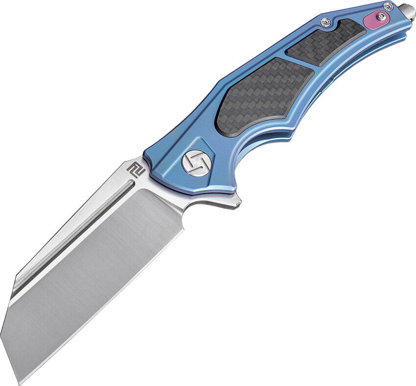 Artisan Apache Framelock Blue Titanium Folding Bohler M390 Pocket Knife 1813GBUM