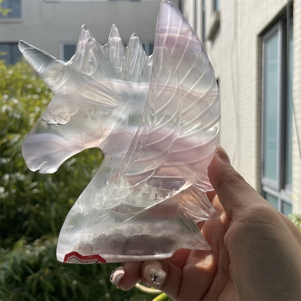 1.5LB 5.9" Natural Rainbow fluorite Fly Unicorn Carved Crystal Quartz Reiki Gift 1.5LB 5.9" Natural Rainbow fluorite Fly Unicorn Carved Crystal Quartz Reiki Gift