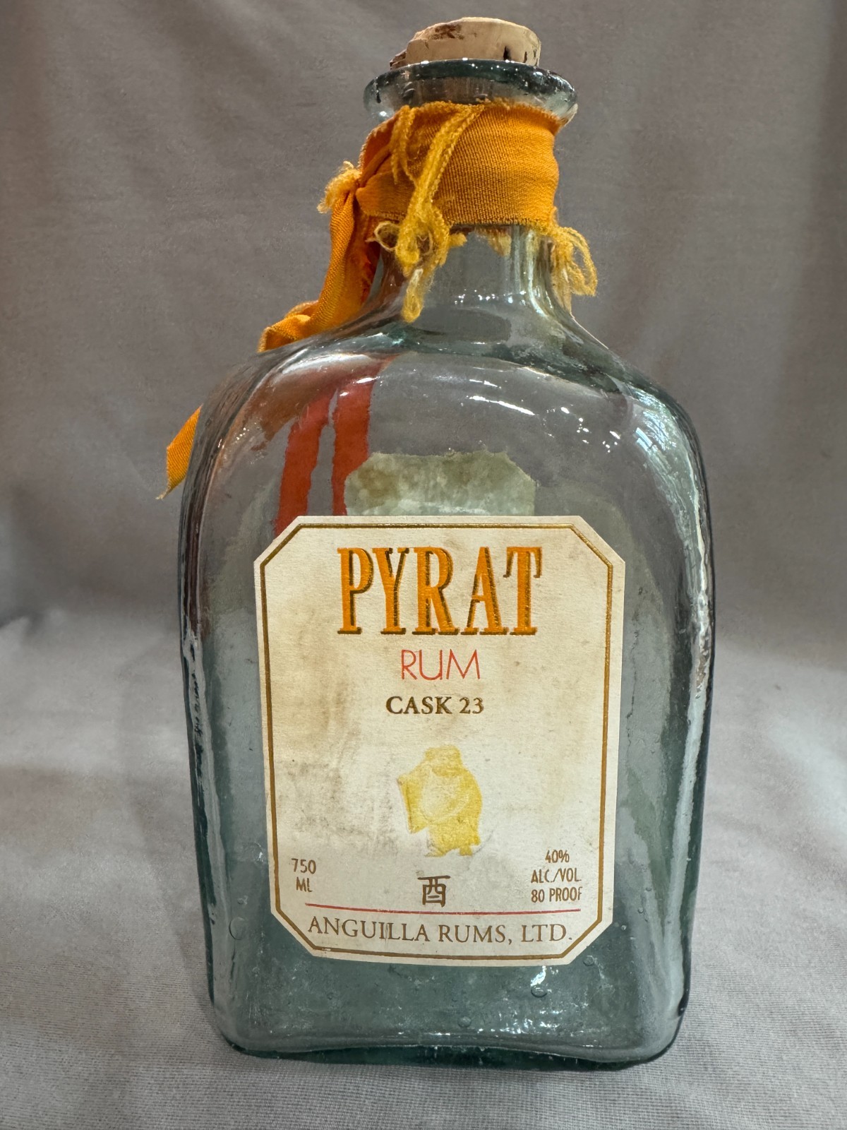Vintage Empty Pyrat Rum Cask 23, Glass Blown Bottle Vintage Empty Pyrat Rum Cask 23, Glass Blown Bottle