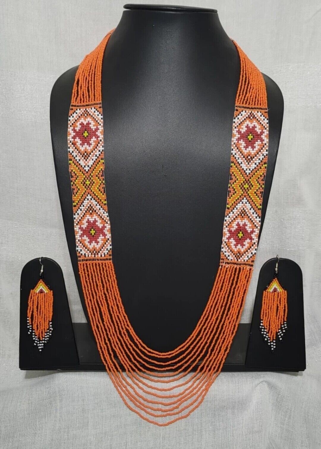 Handmade Boho Beaded Necklace Multi Strand Southwestern Native-Style Jewelry Handmade Boho Beaded Necklace Multi Strand Southwestern Native-Style Jewelry