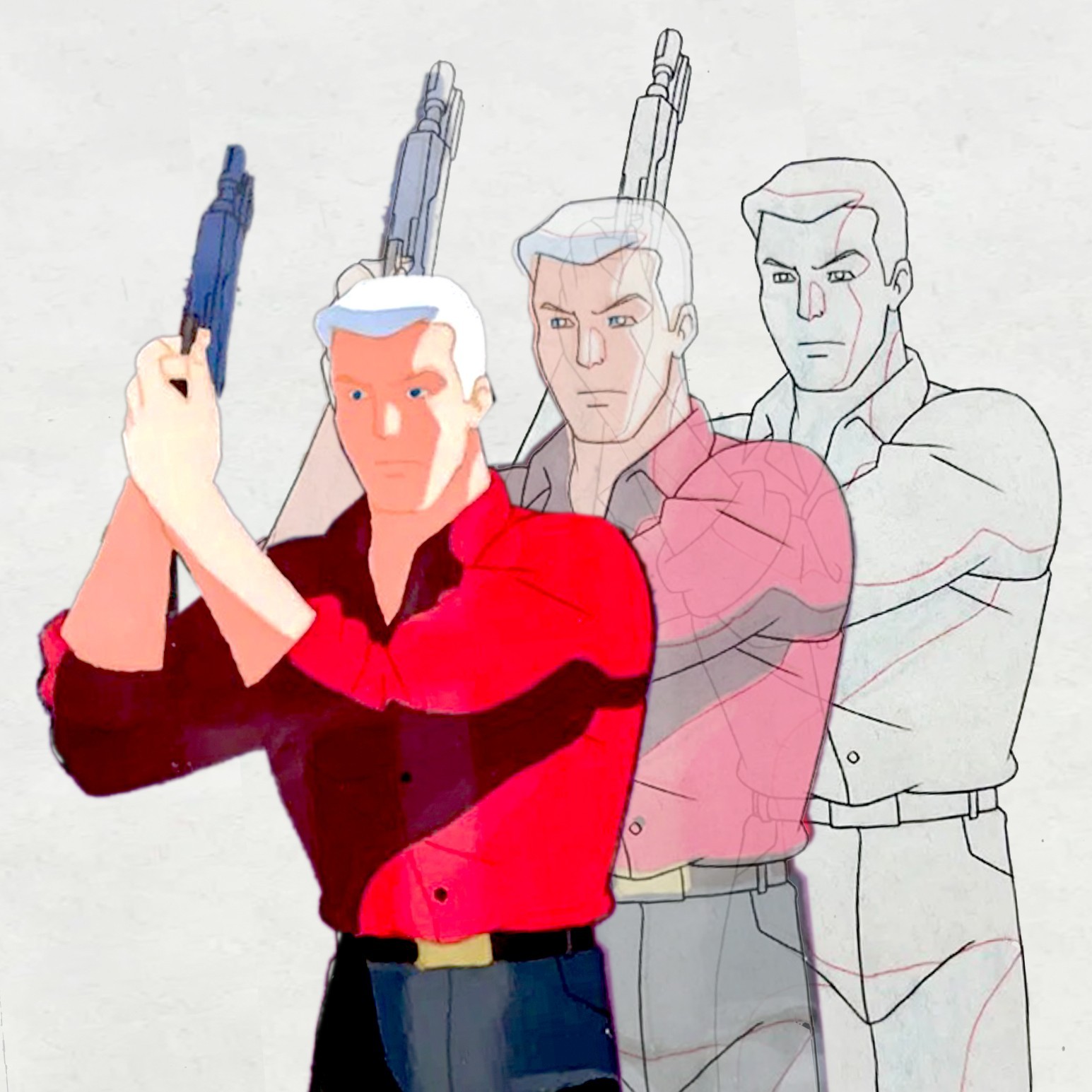 Race Bannon Matching Production Animation Cel + Sketch Adventures of Jonny Quest