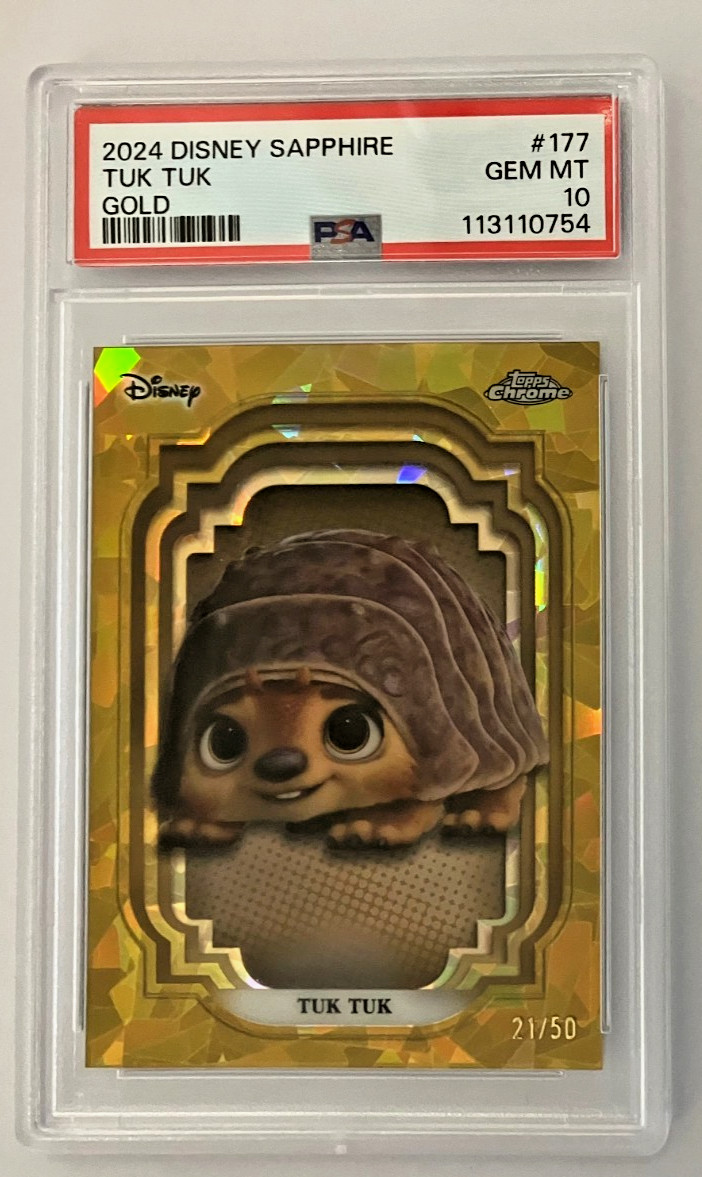 2024 DISNEY TOPPS CHROME SAPPHIRE RAYA TUK TUK GOLD CARD /50 GEM MINT PSA 10 2024 DISNEY TOPPS CHROME SAPPHIRE RAYA TUK TUK GOLD CARD /50 GEM MINT PSA 10