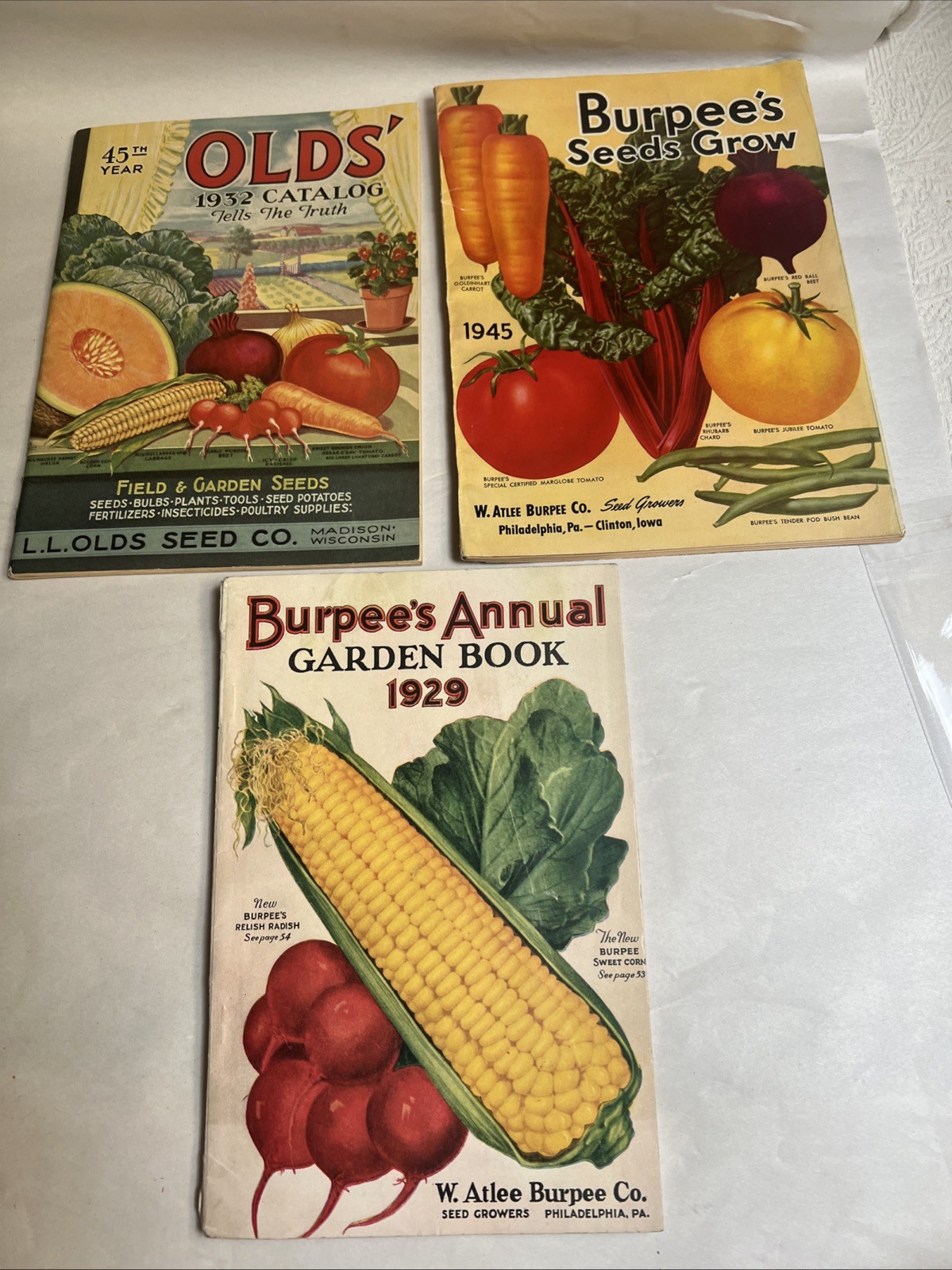 3 Original Antique Burpee's & Old's Seed Catalog 1929, 1932, 1945 #H 3 Original Antique Burpee's & Old's Seed Catalog 1929, 1932, 1945 #H