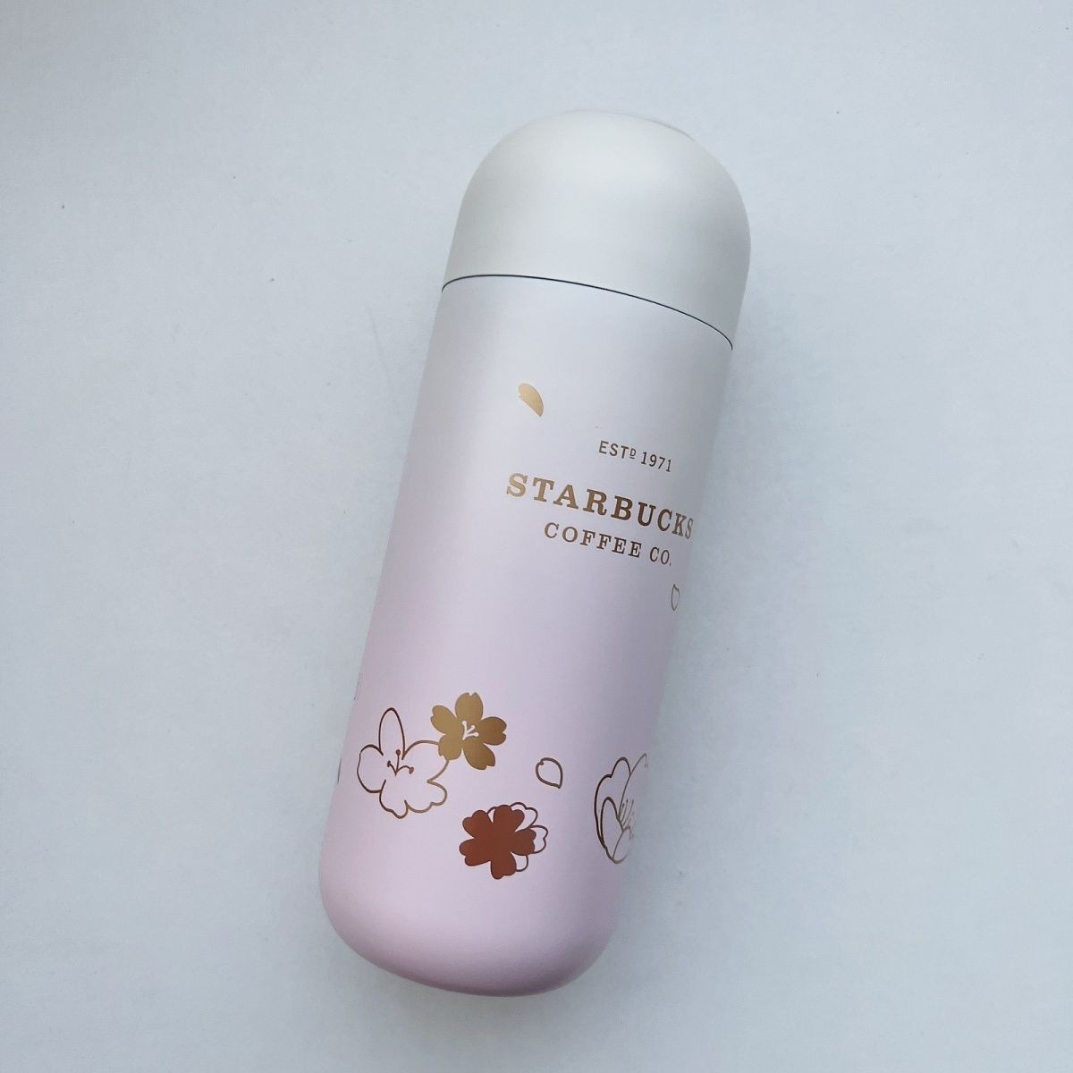 2025 New Starbucks Premium Sakura Pink-White Gradient Vacuum Thermos Cup 14oz