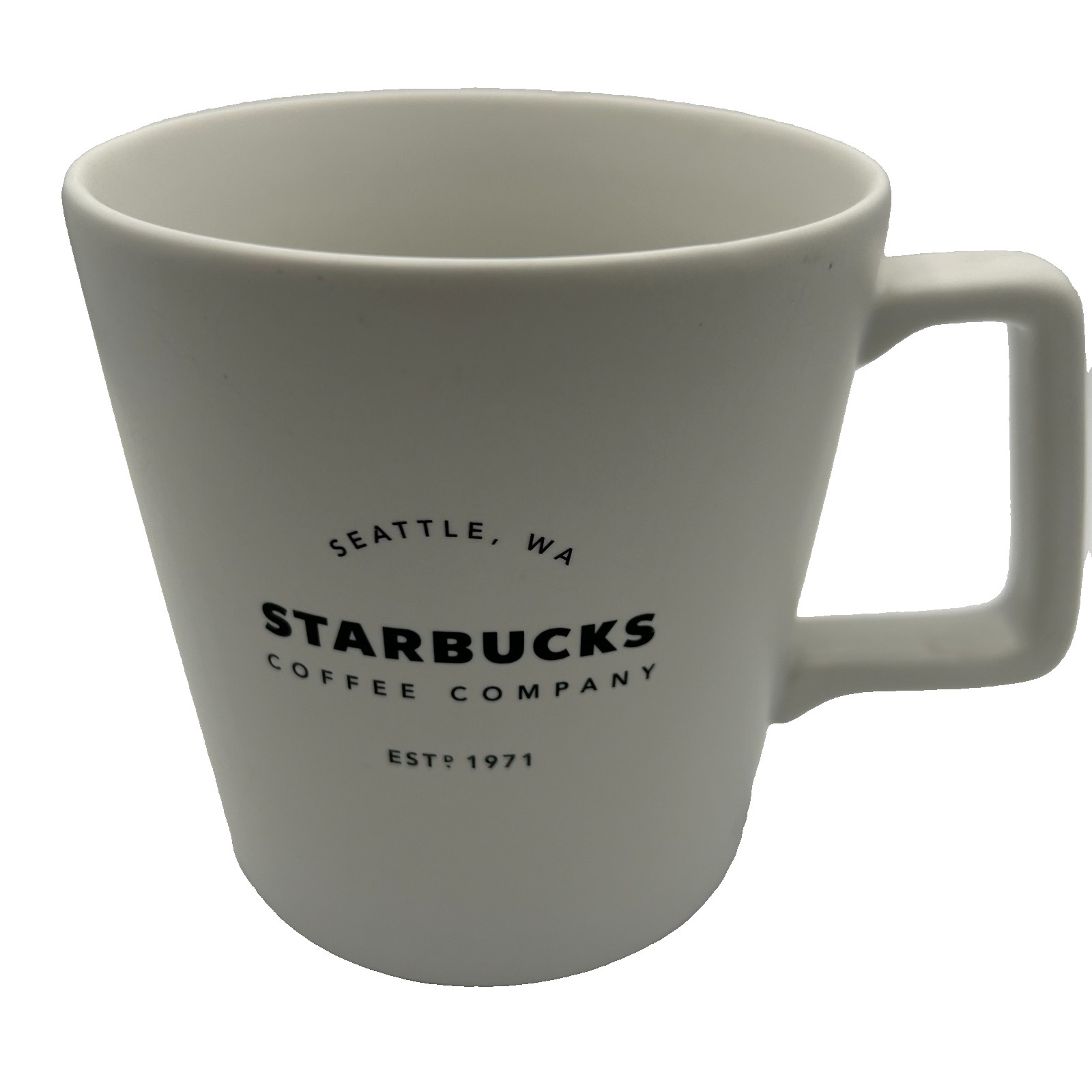 Starbucks Coffee Mug Matte White 18 oz Seattle WA Est 1971 2018 Square Handle