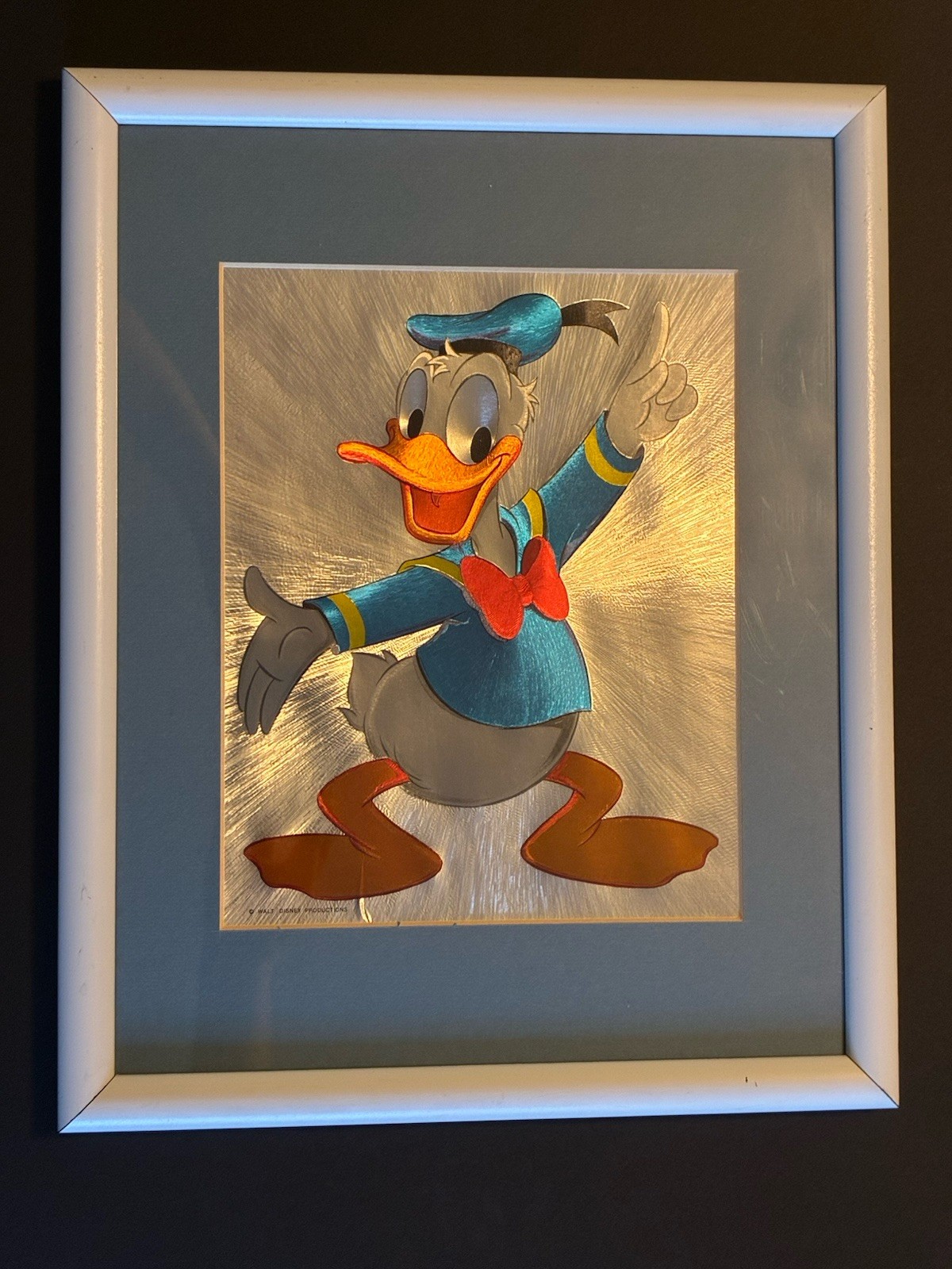 Vintage Walt Disney Productions Donald Duck Holographic Foil Art Print Framed Vintage Walt Disney Productions Donald Duck Holographic Foil Art Print Framed