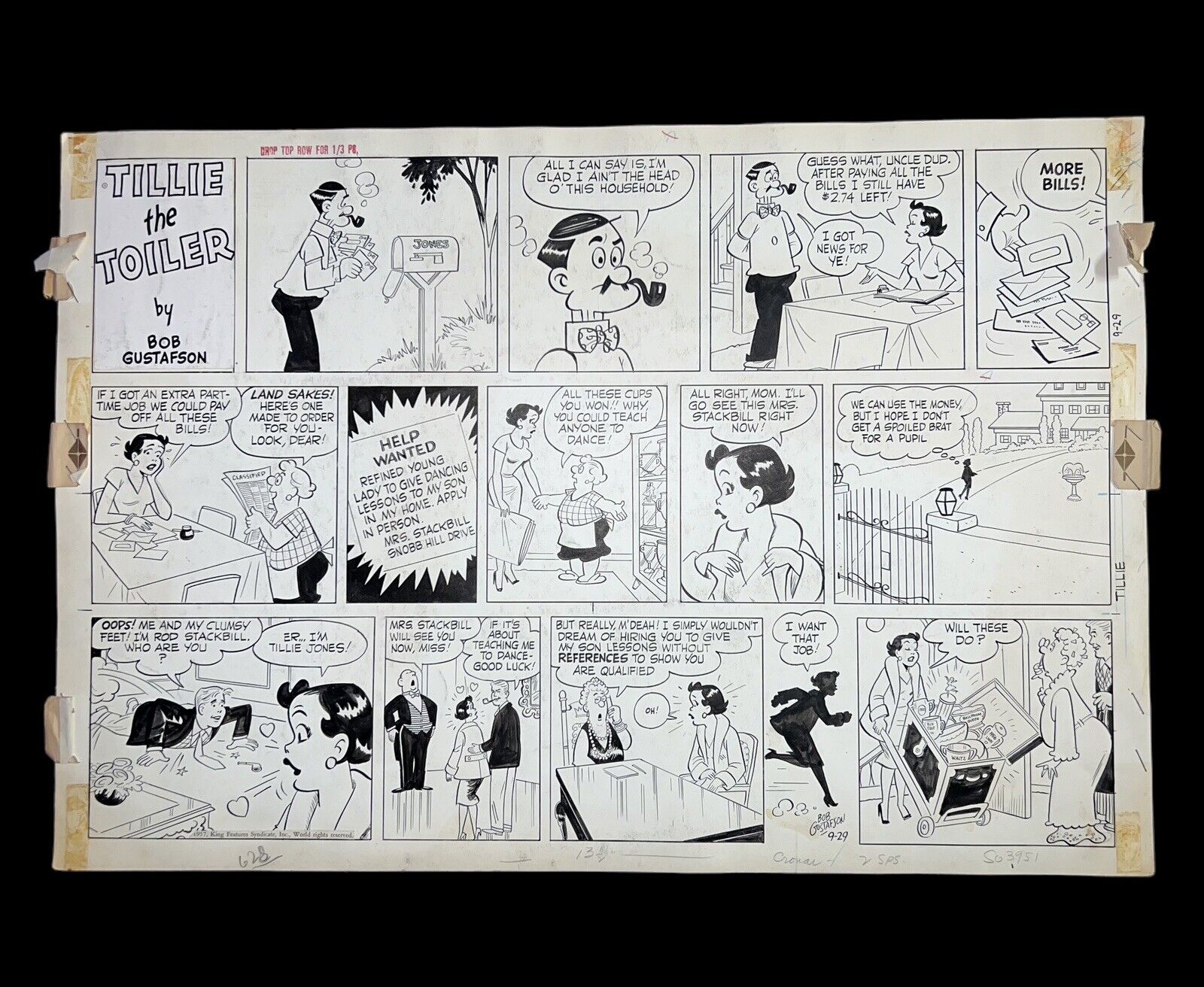 Bob Gustafson Tillie the Toiler Daily Comic Strip Original Art