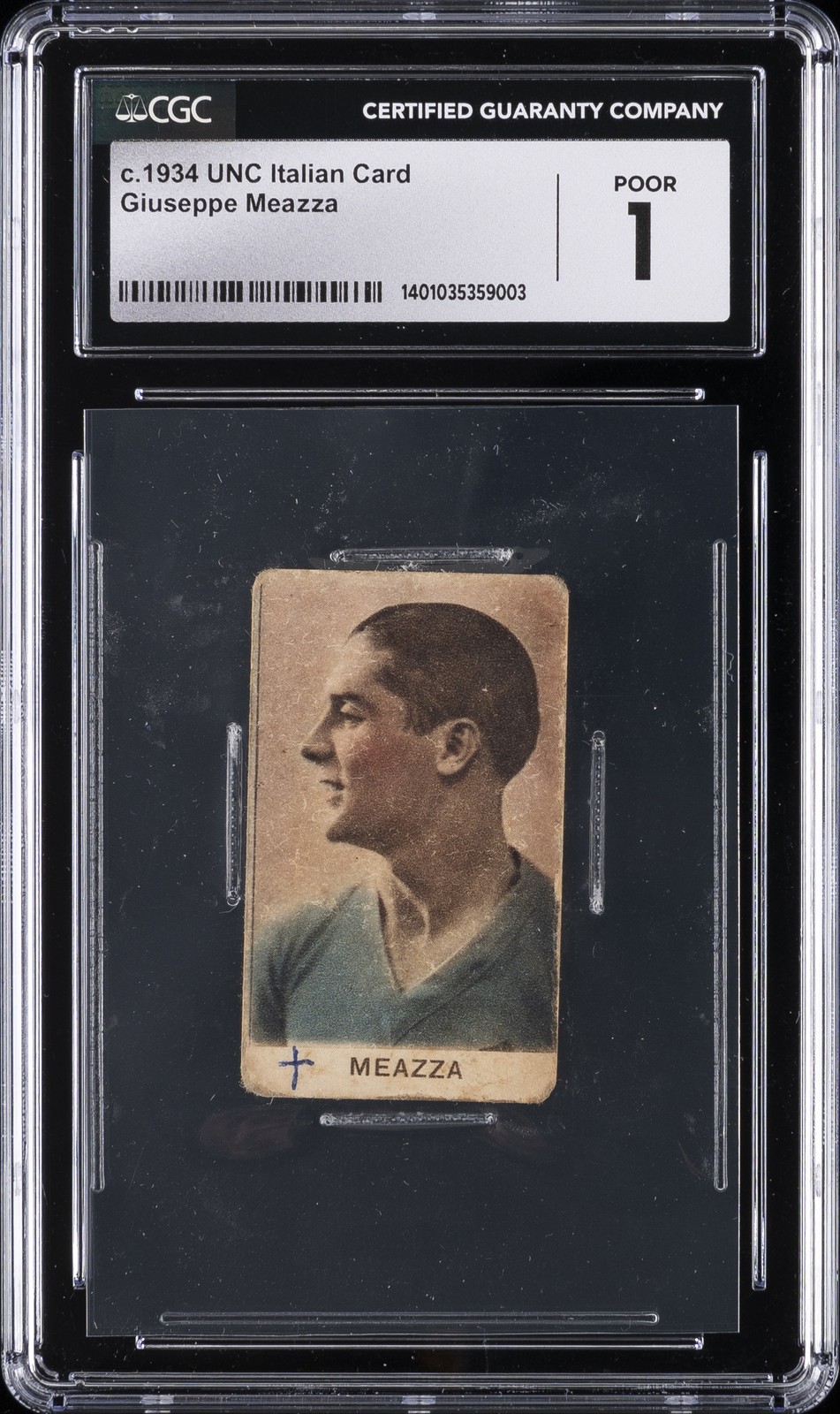 C. 1934 UNC ITALIAN CARD GIUSEPPE MEAZZA CGC 1 C. 1934 UNC ITALIAN CARD GIUSEPPE MEAZZA CGC 1
