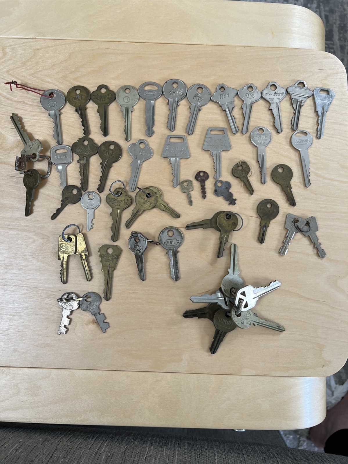 Lot Of 51 Antique Vintage Keys, All Have Maker Marks Various Makers