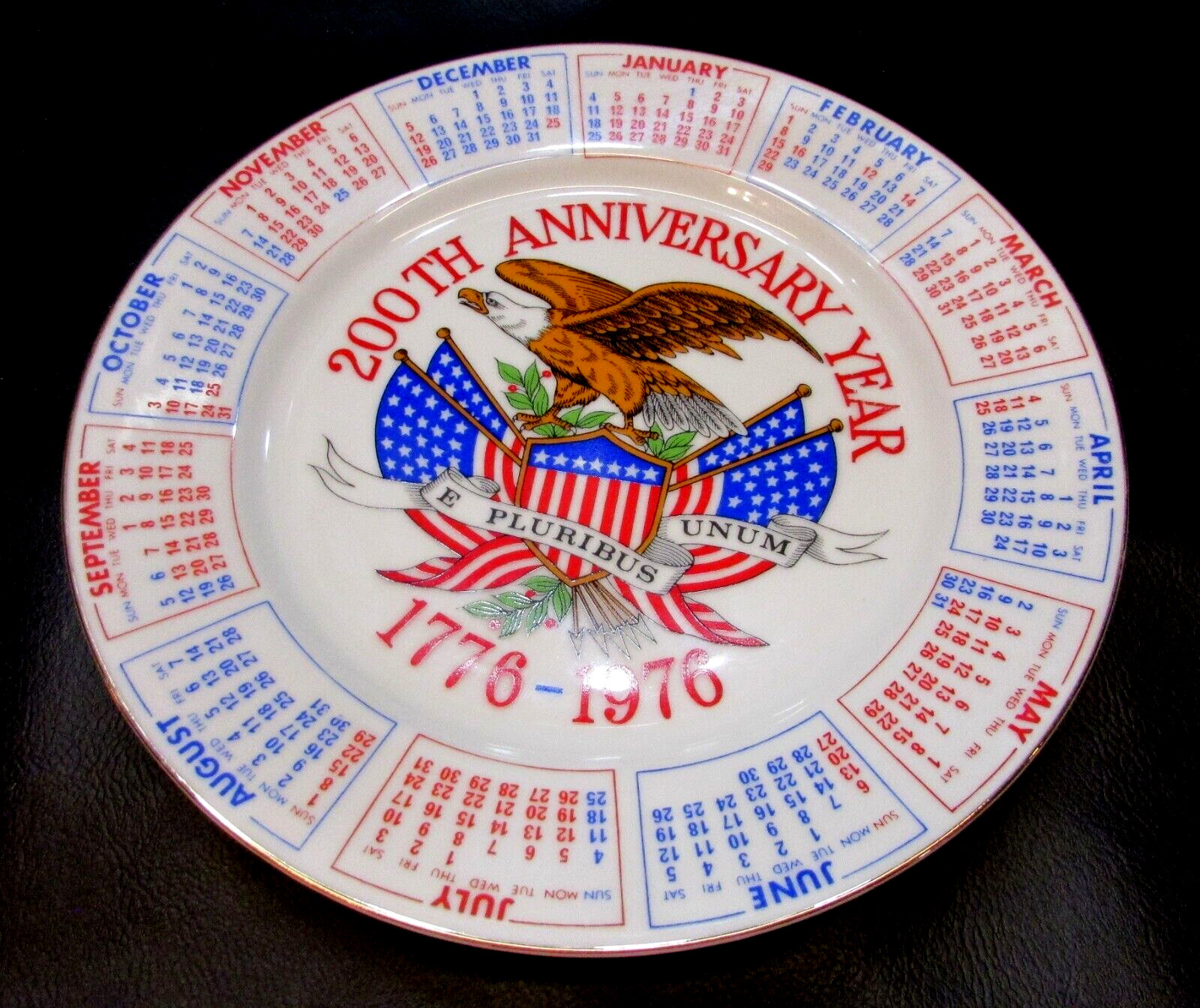 Vintage 1776-1976 U.S.A. Bicentennial Eagle 200th Anniversary Old Calendar Plate Vintage 1776-1976 U.S.A. Bicentennial Eagle 200th Anniversary Old Calendar Plate