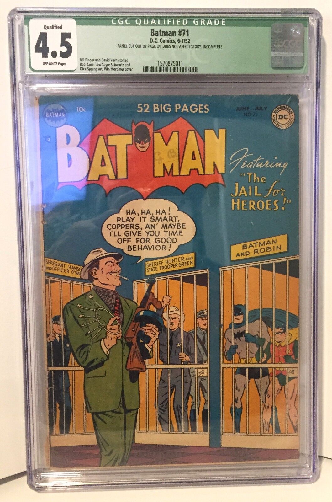 Batman #71  CGC 4.5  Qualified   DC 1952