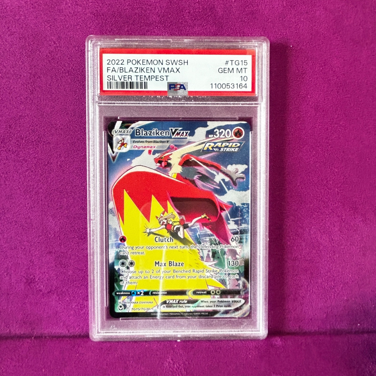 Pokemon Blaziken Vmax TG15/TG30 Silver Tempest Pokemon Card Gem Mint PSA 10