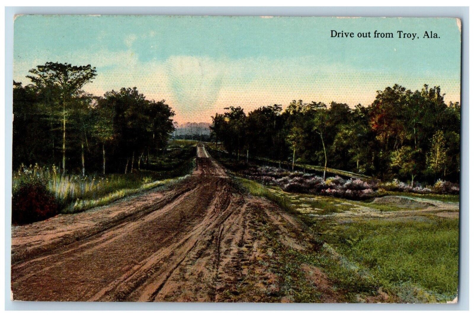 Troy Alabama Postcard Drive Out Exterior View Road 1914 Vintage Antique Posted