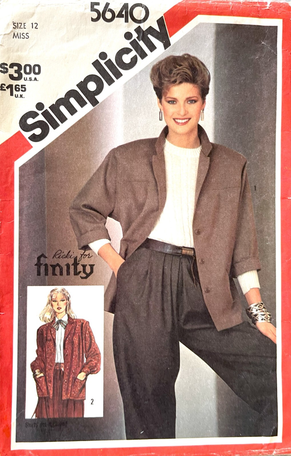 1980's Simplicity Misses' Jacket Pattern 5640 Size 12 UNCUT 1980's Simplicity Misses' Jacket Pattern 5640 Size 12 UNCUT