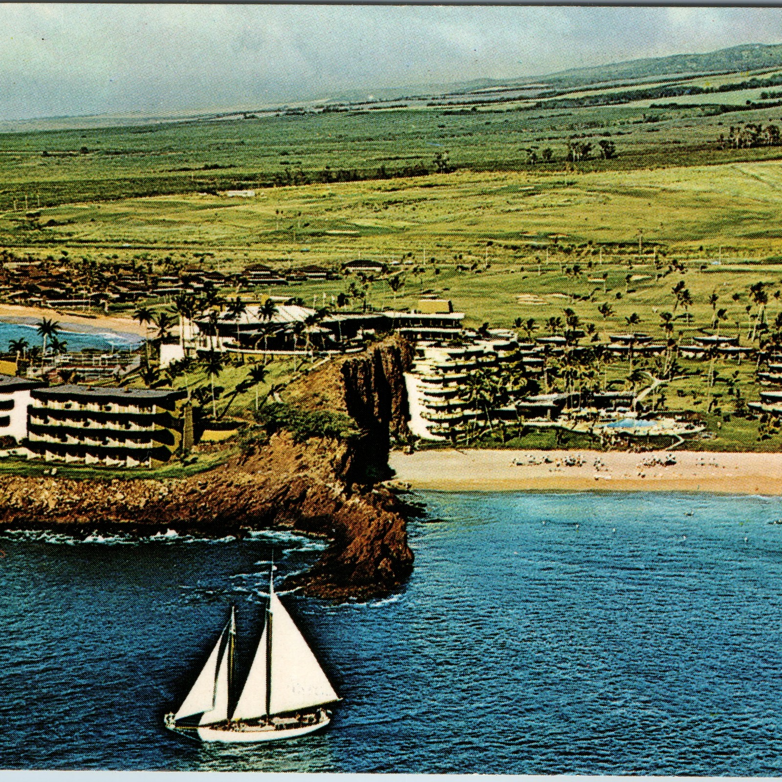 c1960s Kaanapali Beach, HI Sheraton-Maui Hotel Black Rock Chrome Aerial c1960s Kaanapali Beach, HI Sheraton-Maui Hotel Black Rock Chrome Aerial