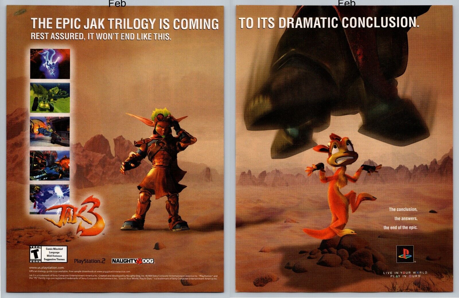 Jak 3 Playstation 2 PS2 Naughty Dog Game Promo 2005 Full 2 Page Print Ad