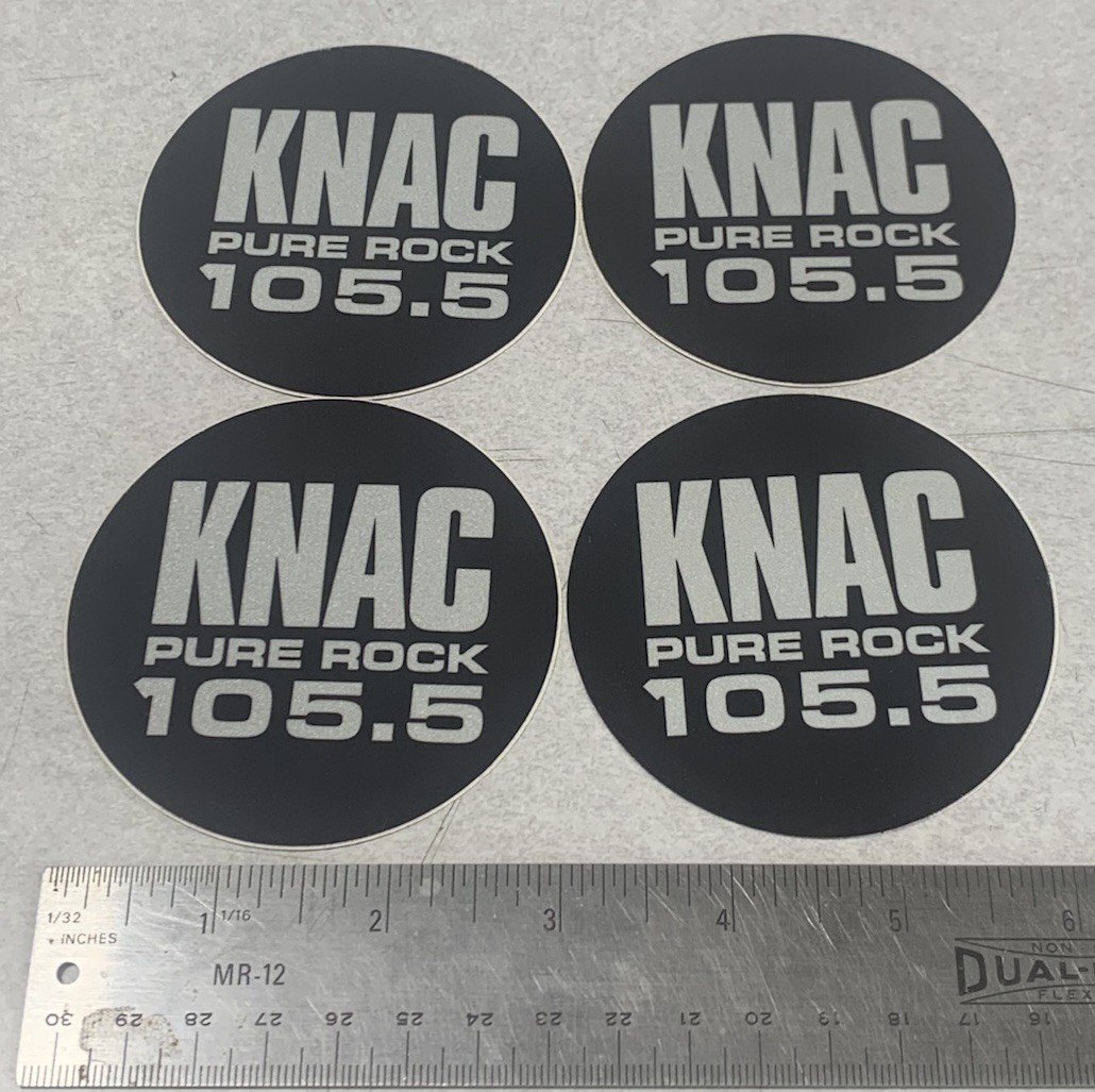 KNAC Lot Pure Rock 105.5 4 OG Round Stickers From The Station Over 30 Years Old KNAC Lot Pure Rock 105.5 4 OG Round Stickers From The Station Over 30 Years Old