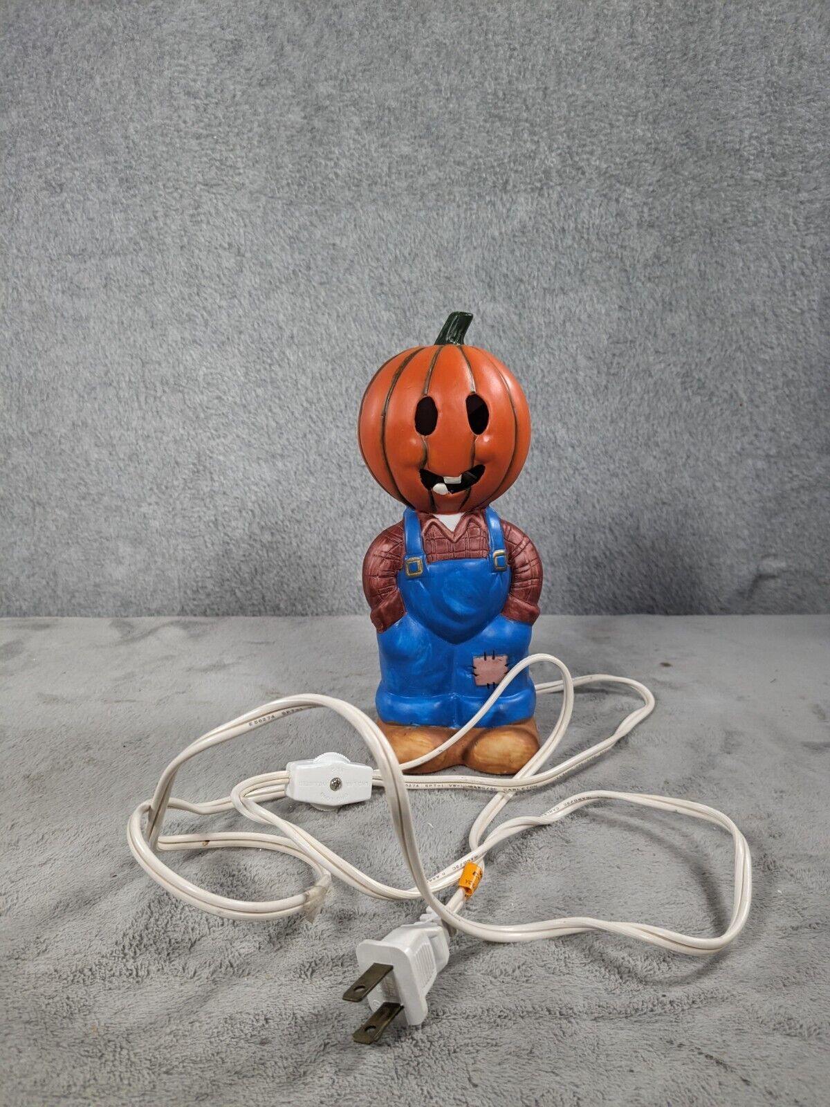 Vintage Schmid Jacko and Friends Pumpkin Head Boy Halloween Harvest Lamp Light