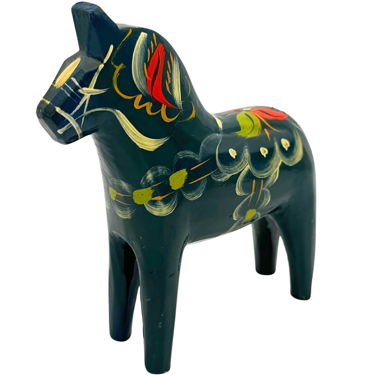 Vintage Nils Olsson Dala Horse Blue 5" Wooden Swedish Dalahemslojd Sweden