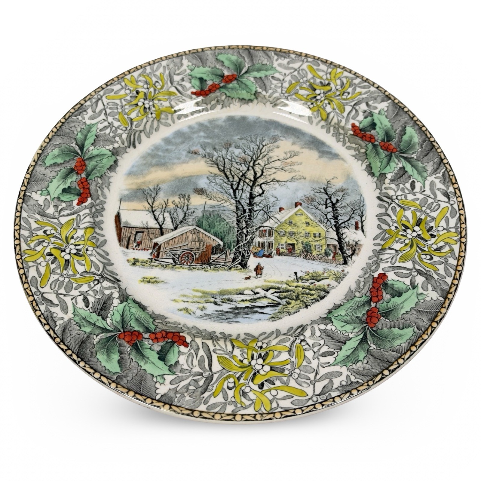 Vintage Adams England Currier Winter in the Country A Cold Morning 10.5 Plate Vintage Adams England Currier Winter in the Country A Cold Morning 10.5 Plate