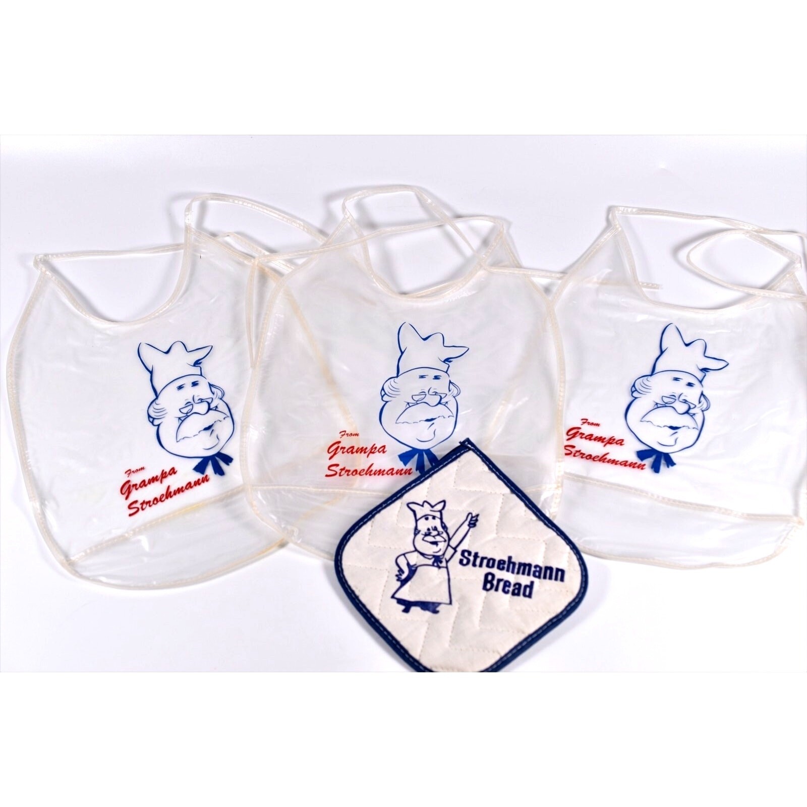 Vintage Grandpa Stroehmann Baby Bibs Potholder Lot NOS Advertising Vintage Grandpa Stroehmann Baby Bibs Potholder Lot NOS Advertising