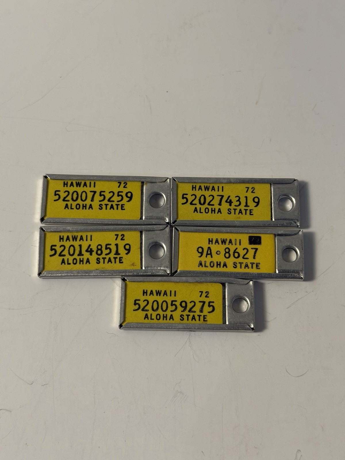 Lot 5 Vintage 1972 Hawaii DAV Mini License Plate Keychains Aloha State HI Tags Lot 5 Vintage 1972 Hawaii DAV Mini License Plate Keychains Aloha State HI Tags