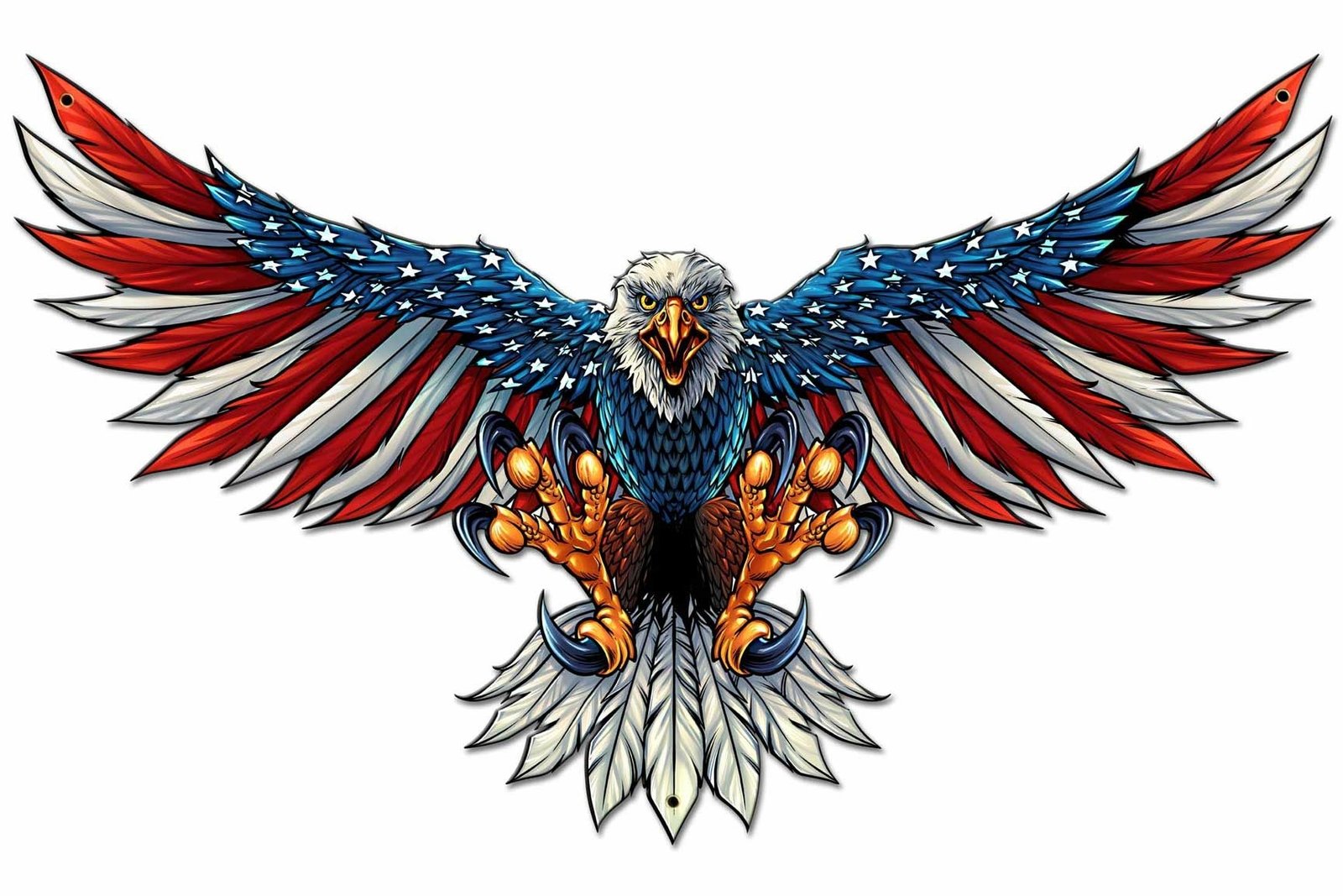 AMERICAN BALD EAGLE US FLAG WINGS 29" HEAVY DUTY USA MADE METAL HOME DECOR SIGN